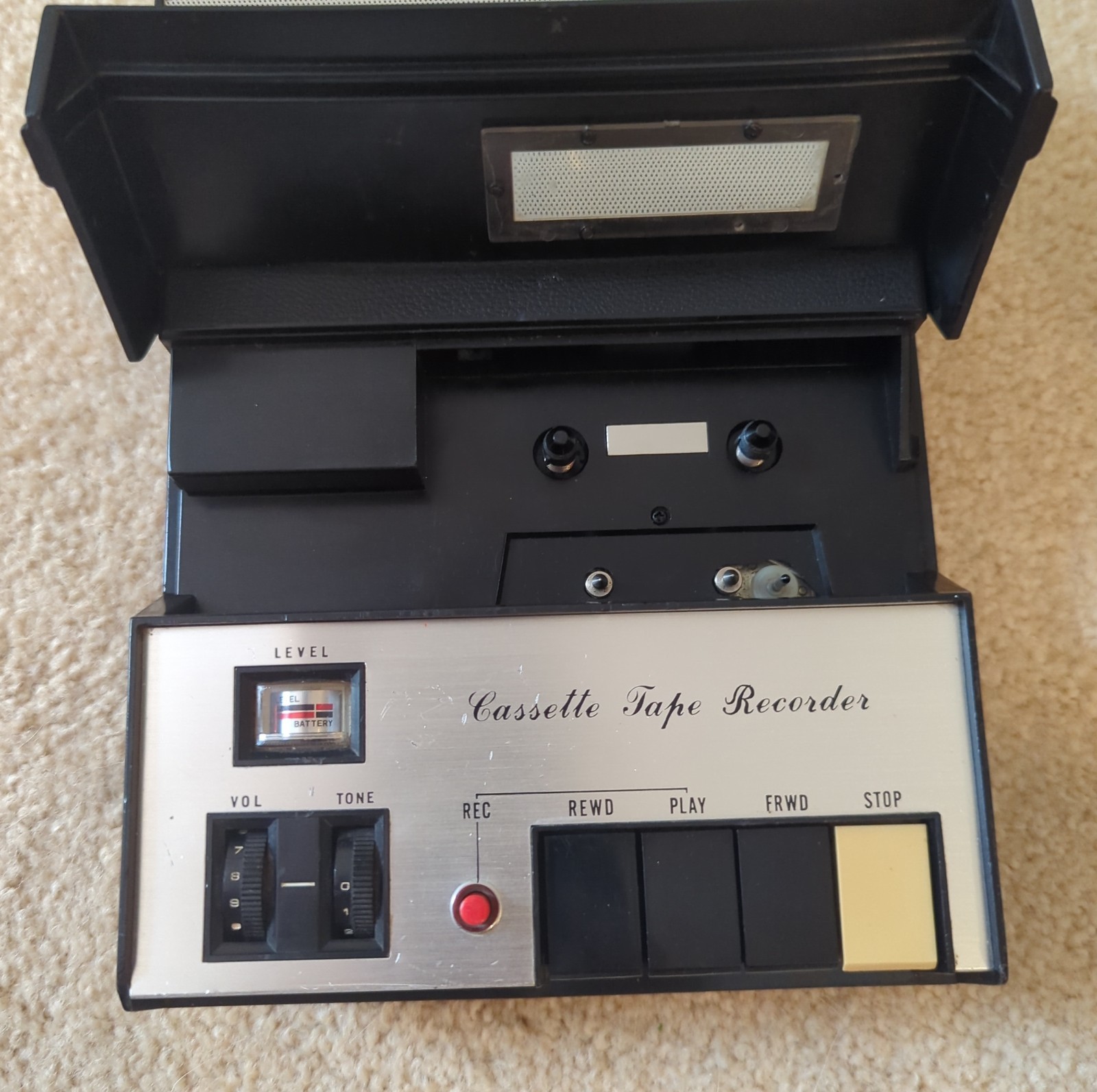 Vintage Arvin 28L09 Portable Cassette Tape Recorder AC/DC Solid State Mono Works