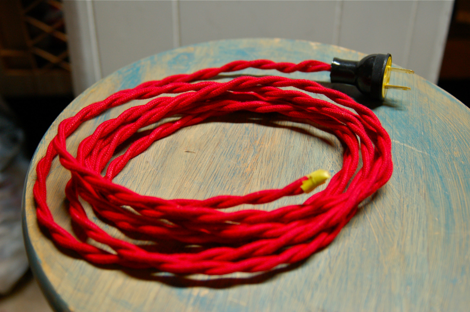 8′ Twisted Cloth Covered Wire & Plug, Vintage Light Rewire Kit, Lamp Cord, rayon