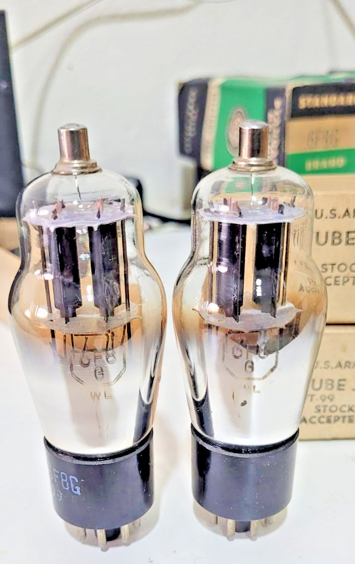 6F8G / 6F8 / VT99 JAN VACUUM TUBES MATCHED PAIR NATIONAL UNION Round Plate