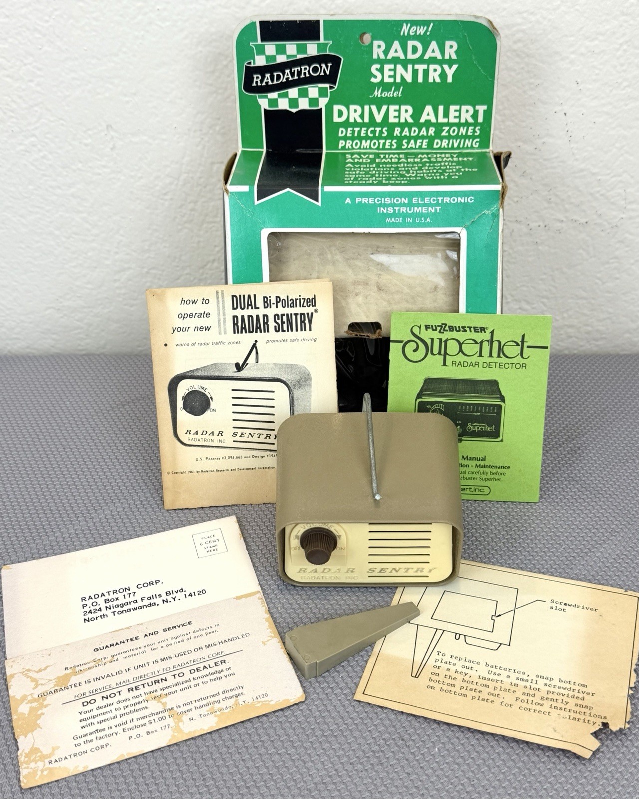 Vintage 1961 Radatron Radar Sentry Detector Original Box & Manuals / FIRST MODEL
