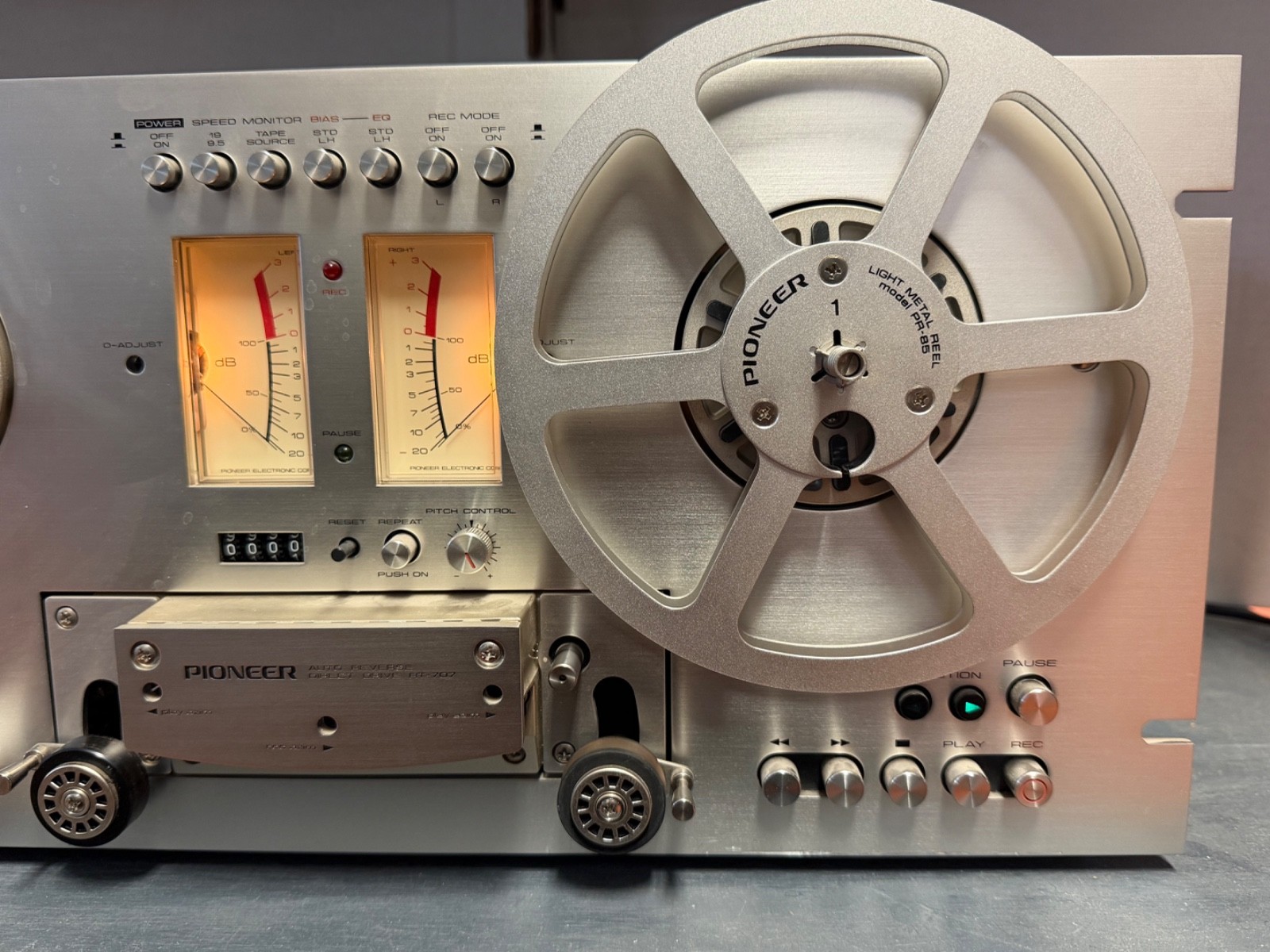 Vtg PIONEER RT-707 7″ Reel-to-Reel Tape Deck Silver Face TESTED WORKING