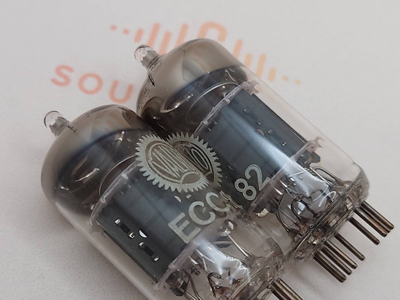 Valvo ECC82 Short Plates 30-deg Angled Getter Matched Pair – Hamburg 1961 Gf0