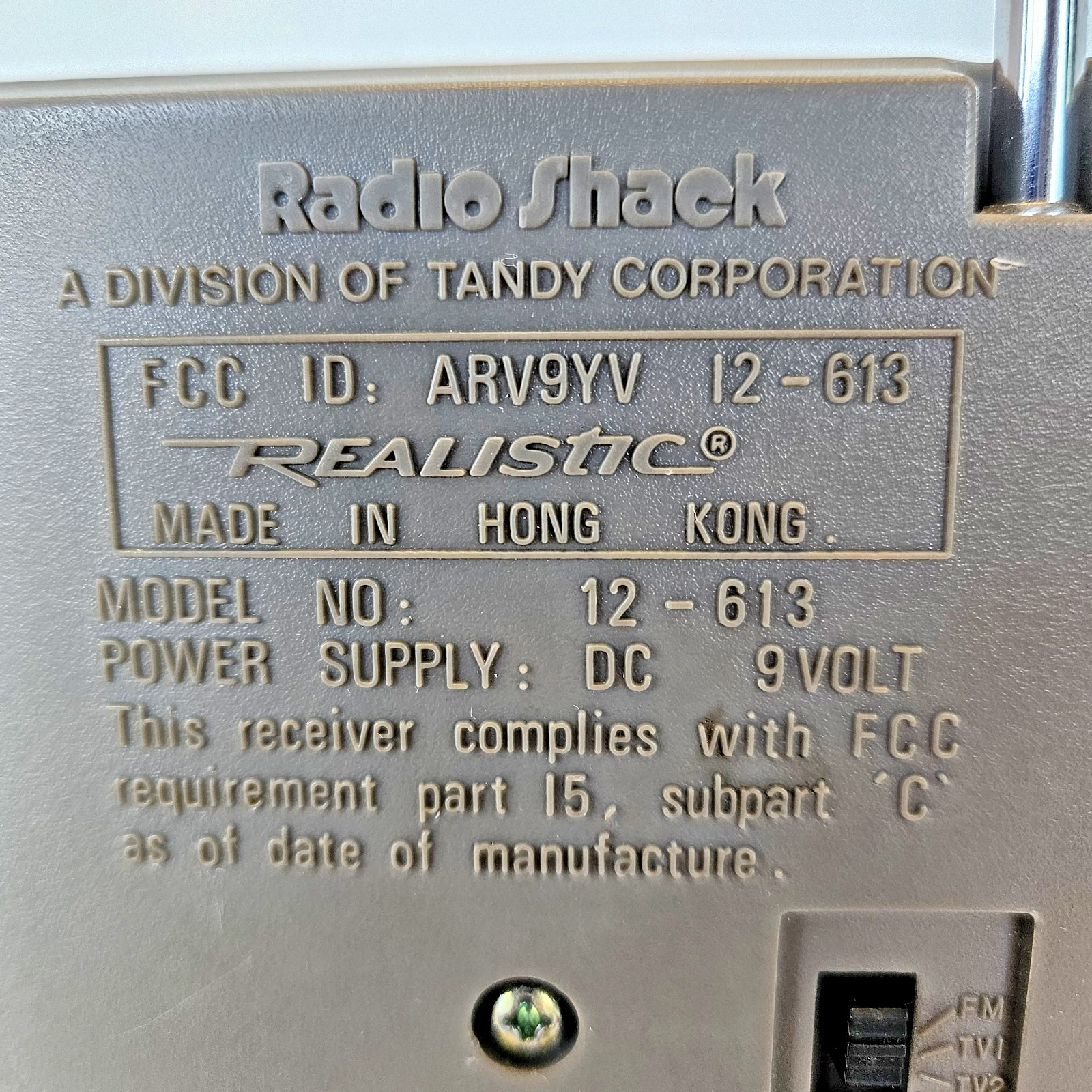Vtg Realistic Portavision Pocket Radio AM FM VHF TV Sound Radio Shack 12-613