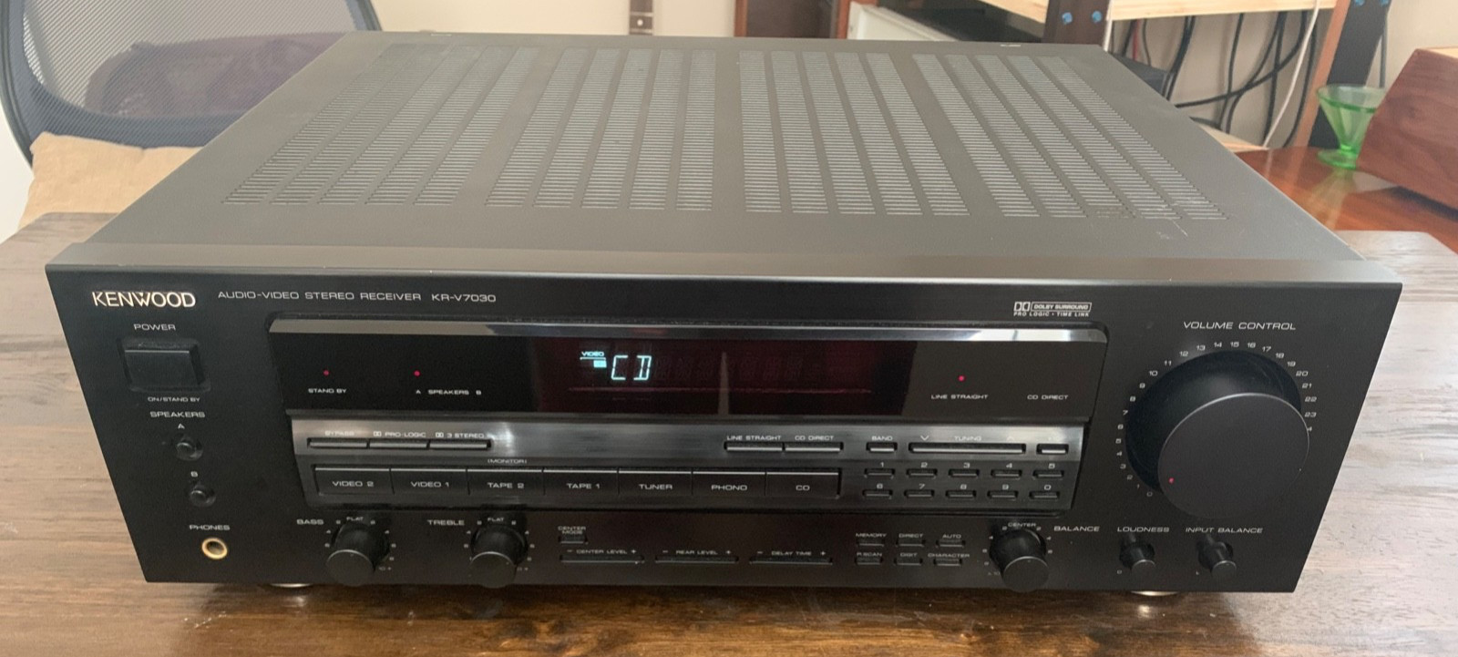 Kenwood KR-V7030 Audio/Video Stereo Receiver 1991 WORKS Very Good Cond 110w a Ch