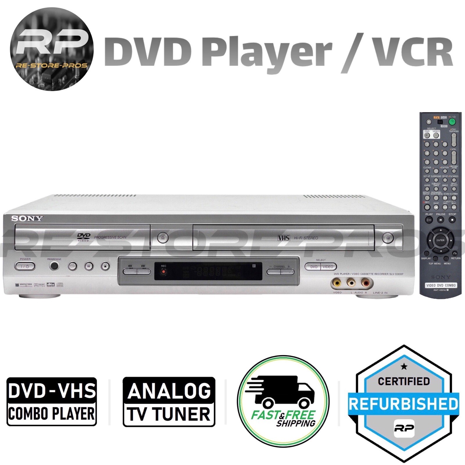 Sony SLV-D300P DVD VCR Combo Player VHS Hi-Fi Stereo w/ Analog TV Tuner