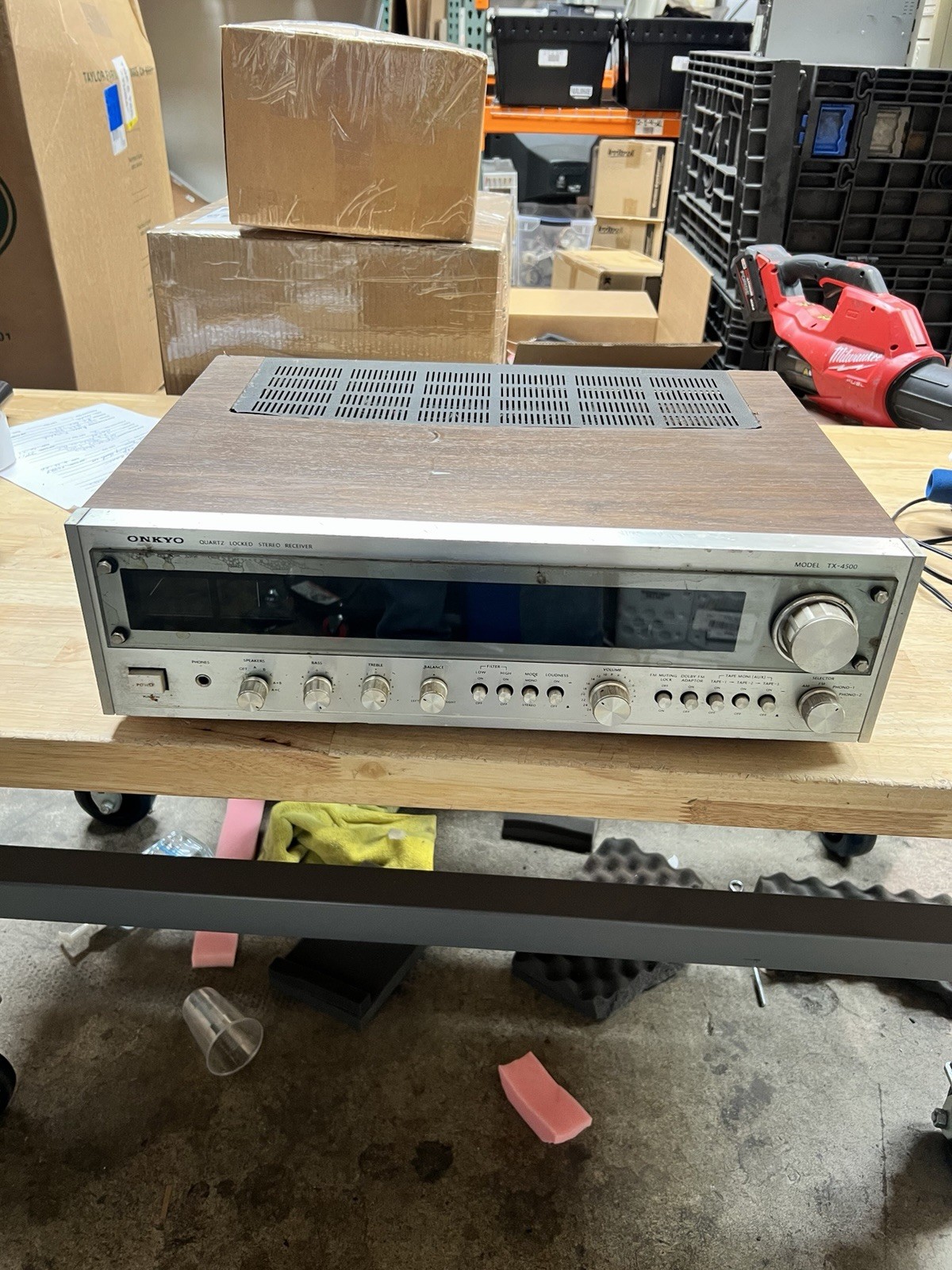 Onkyo TX-4500 Quartz Locked Stereo Receiver w/ Wood Case Made in Japan AS IS