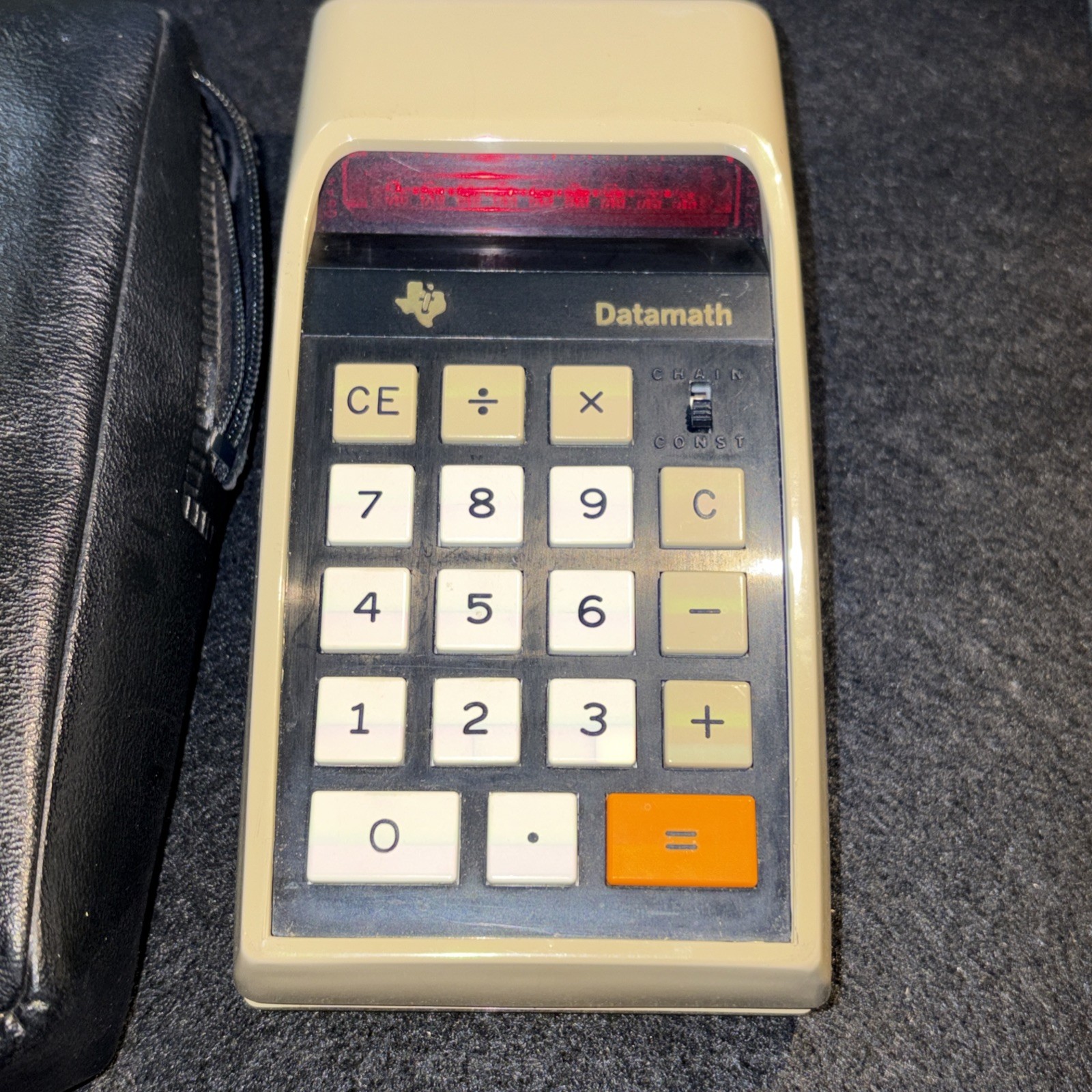Vintage 1973 Texas Instruments TI 2500 Datamath Calculator WORKS w/ Case