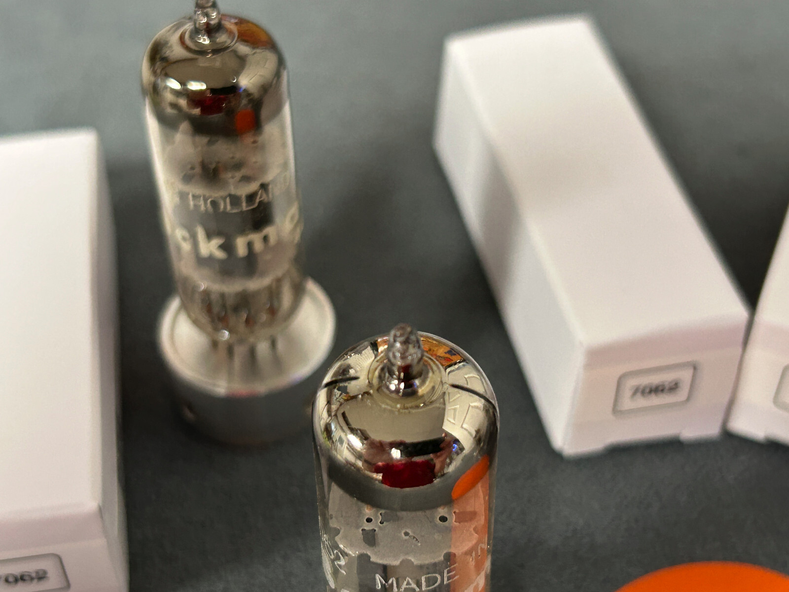 Quad of Beckman Holland 7062 Tubes – Amplitrex Tested – See Pics for Test Scores