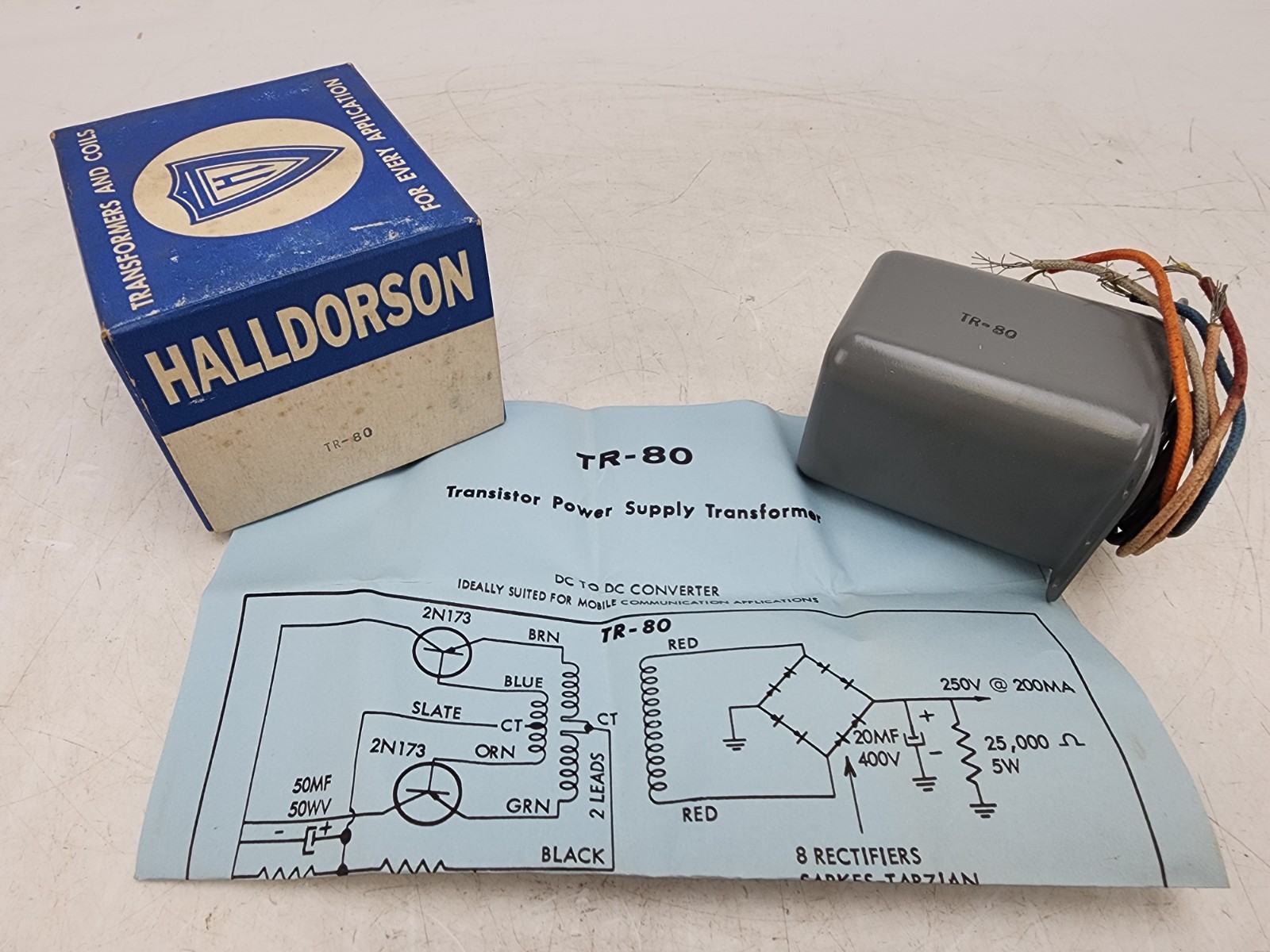 Vintage Halldorson TR-80 Transistor Power Transformer 12VDC 250VDC 50W