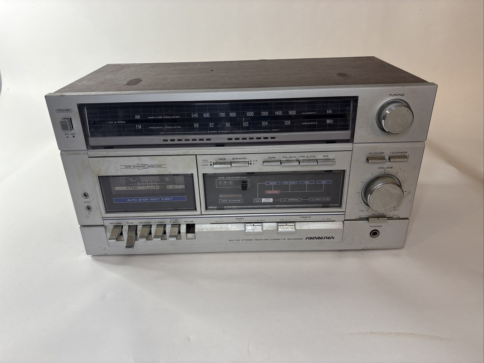 Vintage SOUNDESIGN Model 5641 Radio Tape Player/Recorder Works