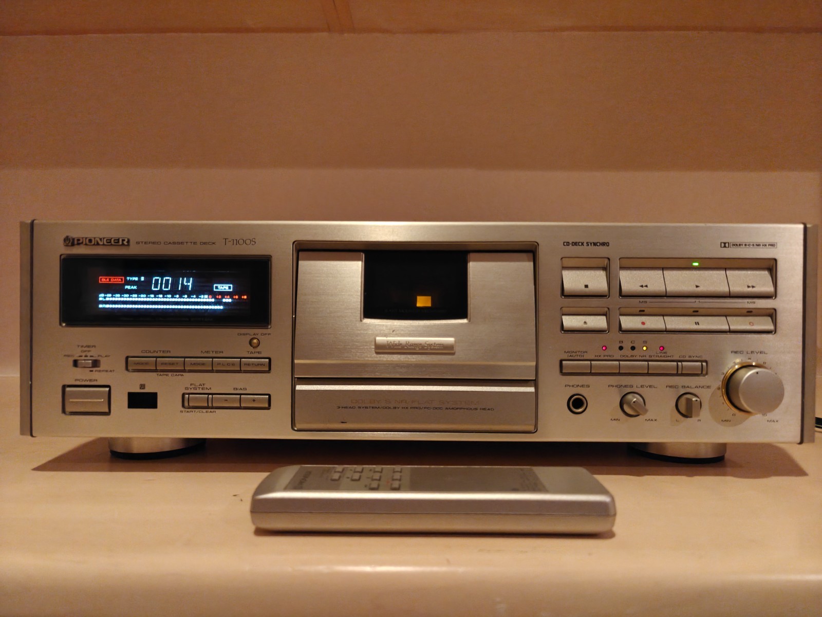 Working Pioneer T-1100S / CT-95 Stereo Cassette Deck Dolby B,C AND S + Remote