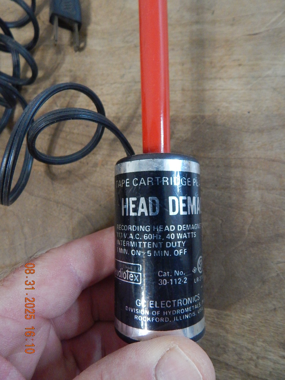 Vintage GC Electronics Audiotex HEAD DEMAG Recording Head Demagnetizer 30-112-2