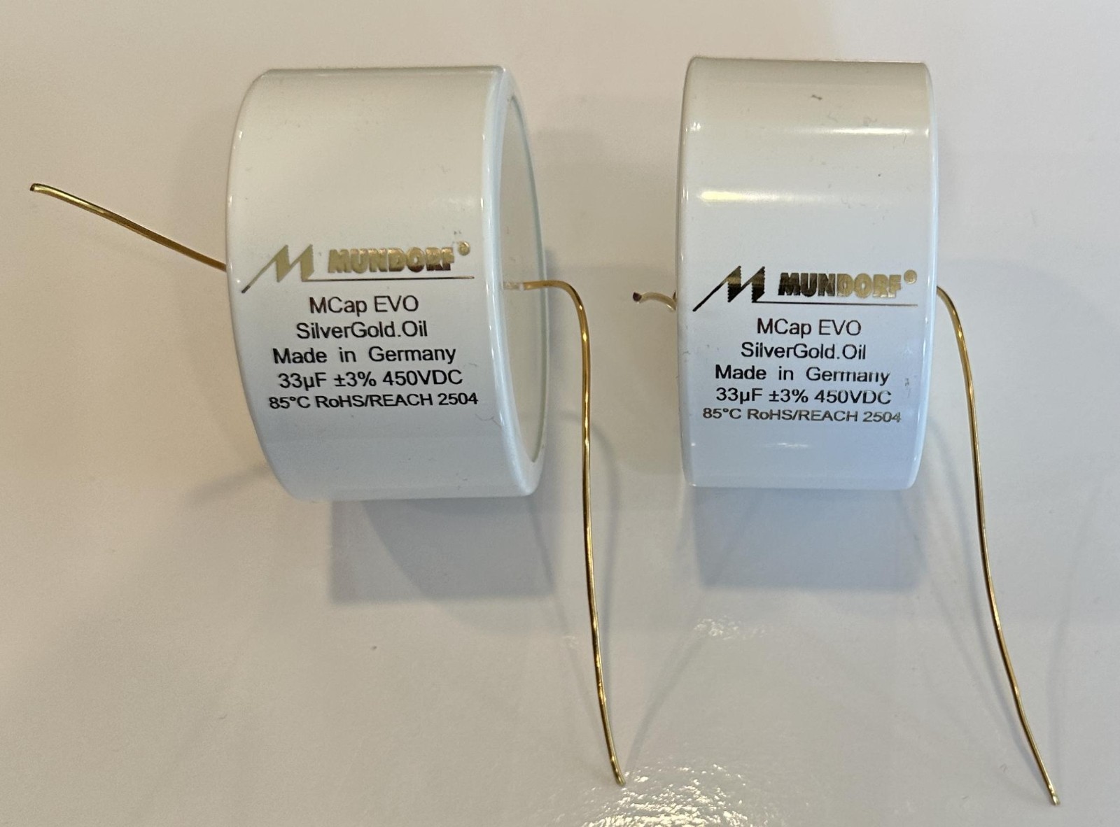 PAIR Mundorf MCap EVO Silver-Gold Oil Capacitor 33 uf 33.0 uf 450VDC