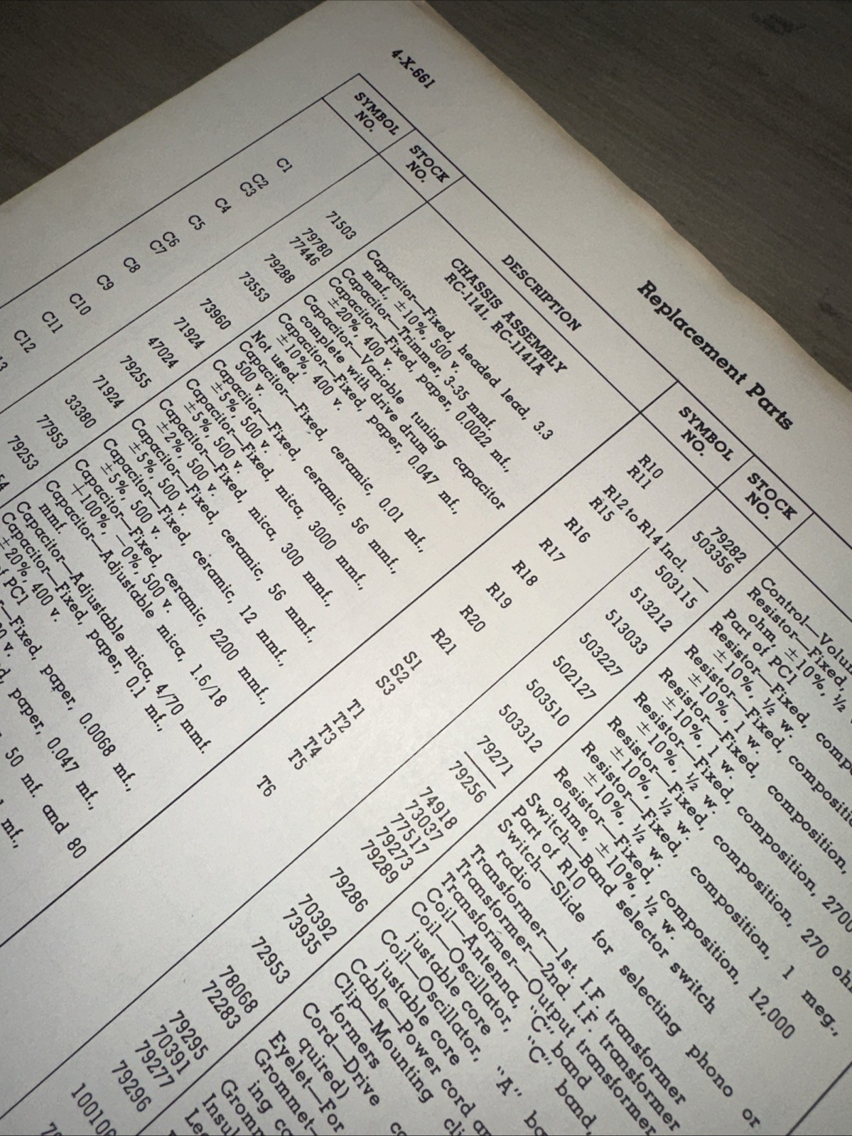RCA Victor Models 4-X-661 Service Data Schematic Parts List Original Copy