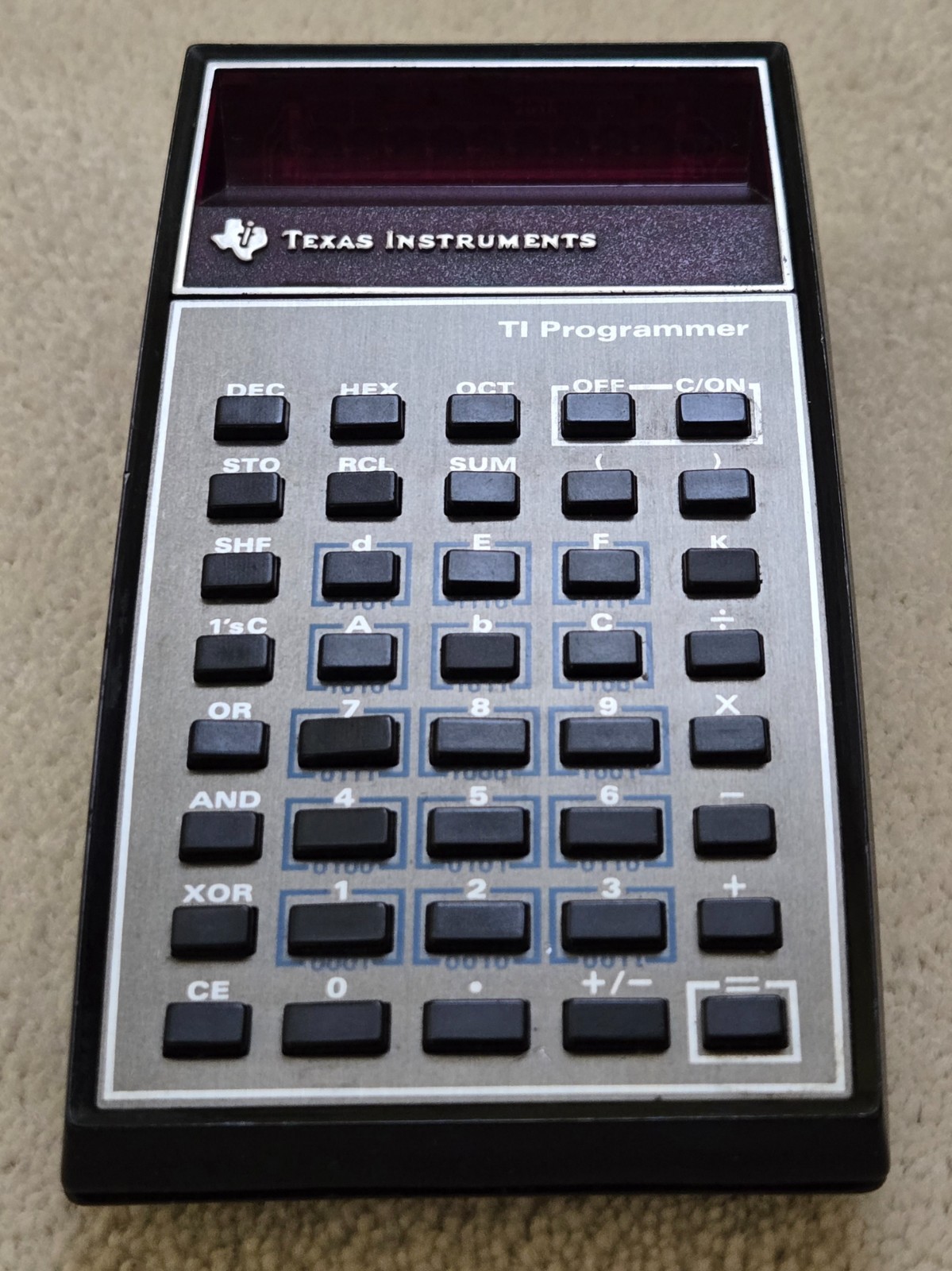 Texas Instruments TI Programmer Calculator, case & battery, 1978, USA, works