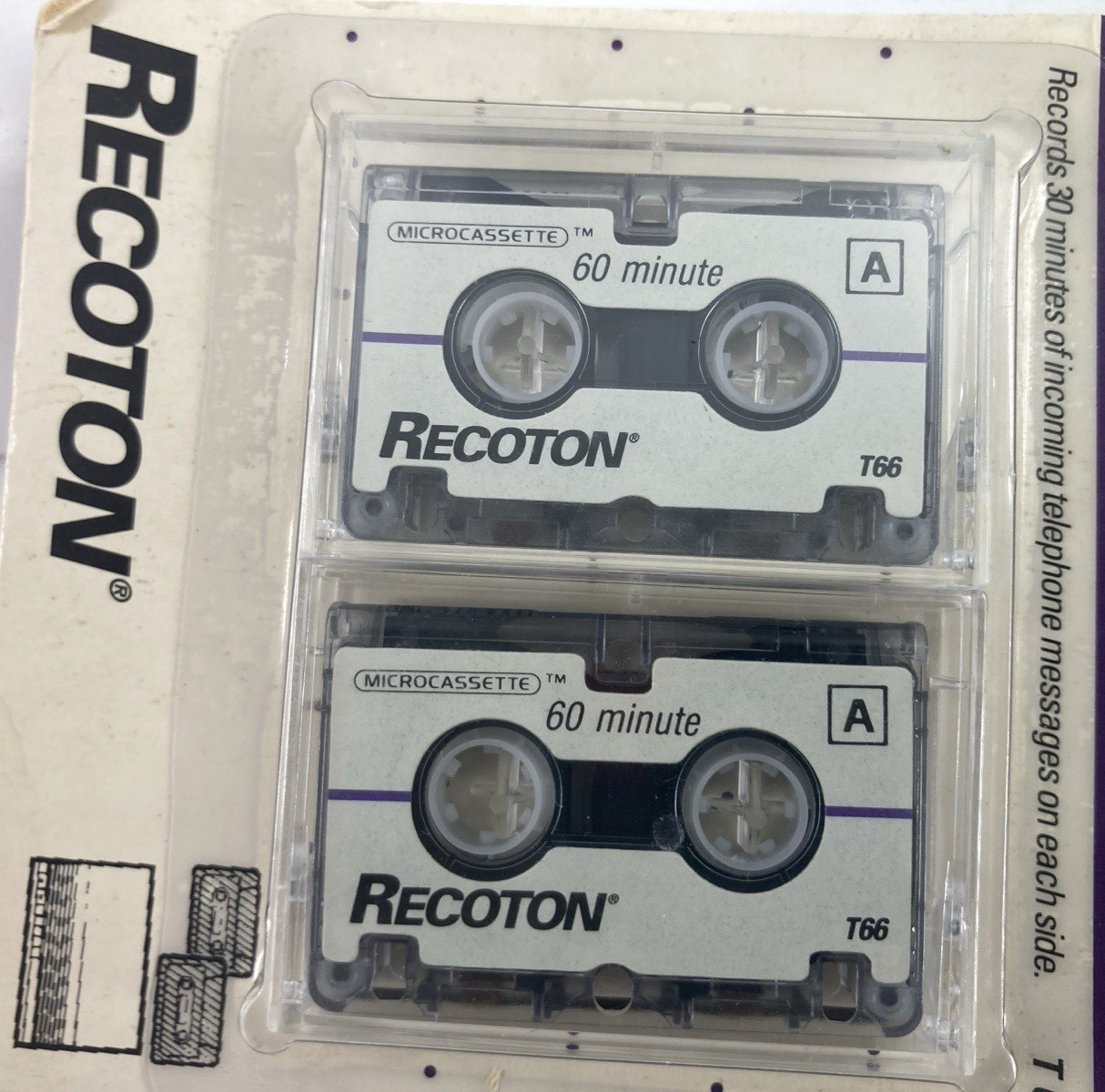 Vintage Recoton Answering Machine Microcassettes Tapes T66 – New in Box NIB