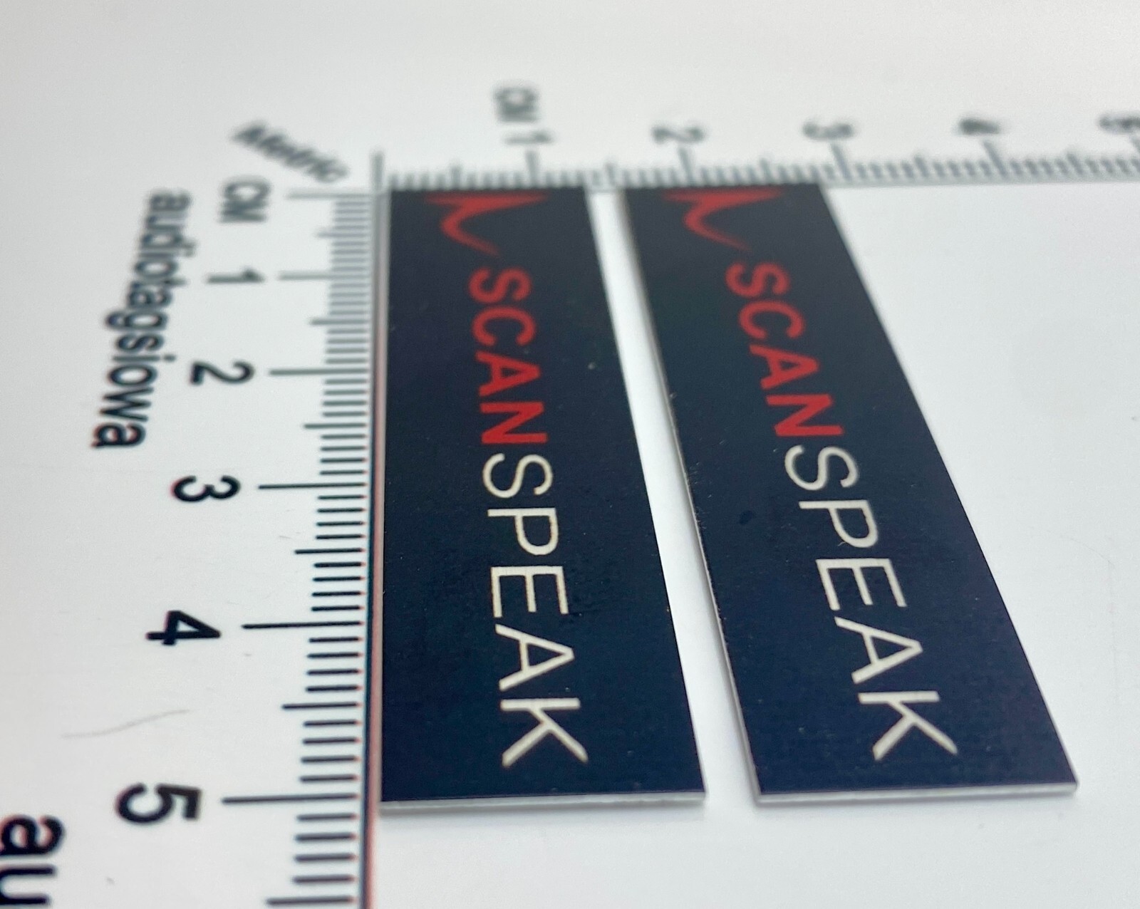 ScanSpeak Speaker Badge Logo Emblem PAIR Custom Made Self Stick Aluminum