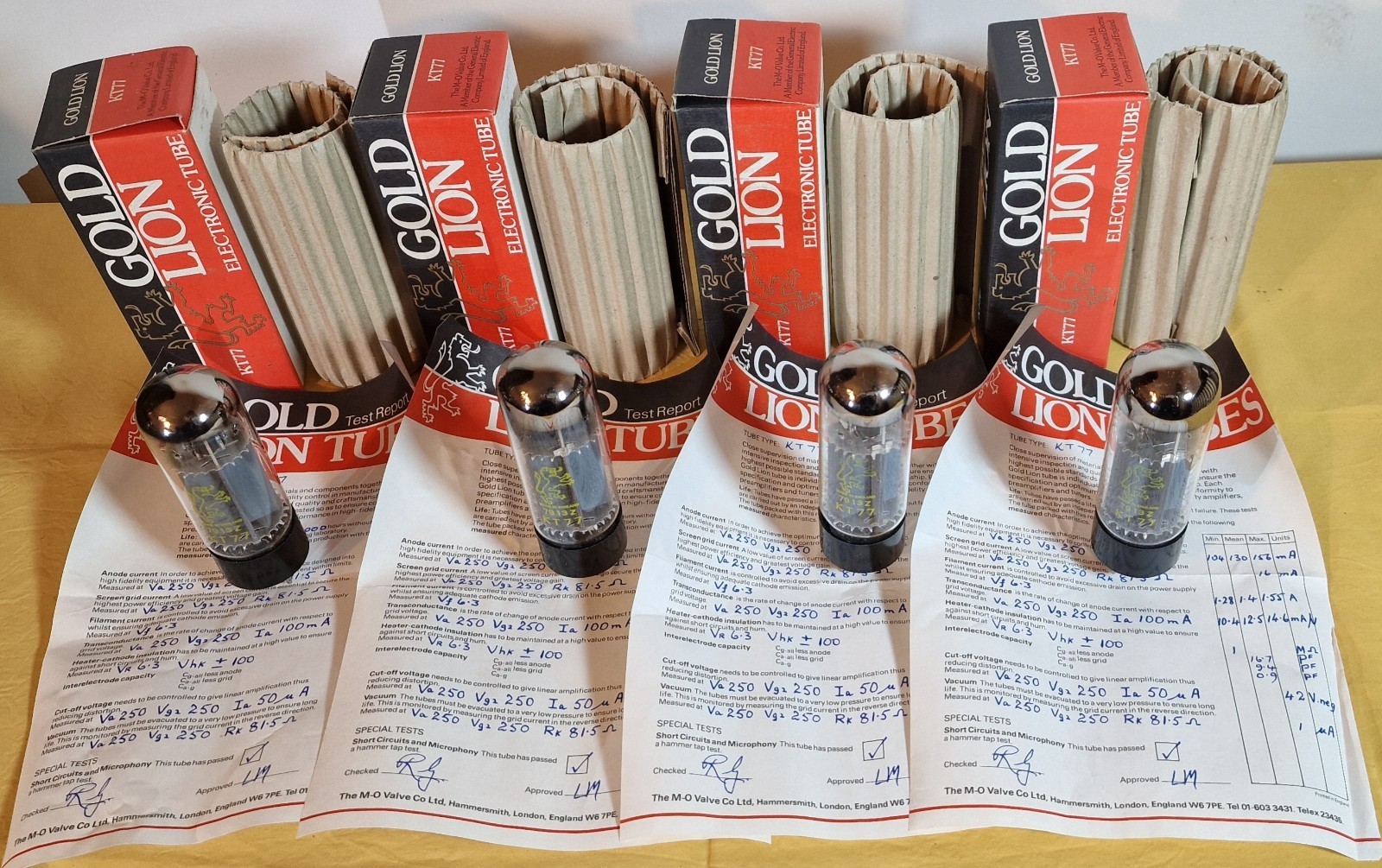 4 matched vintage KT77 tubes, ultimate version of the EL34 for Audio Note Melius