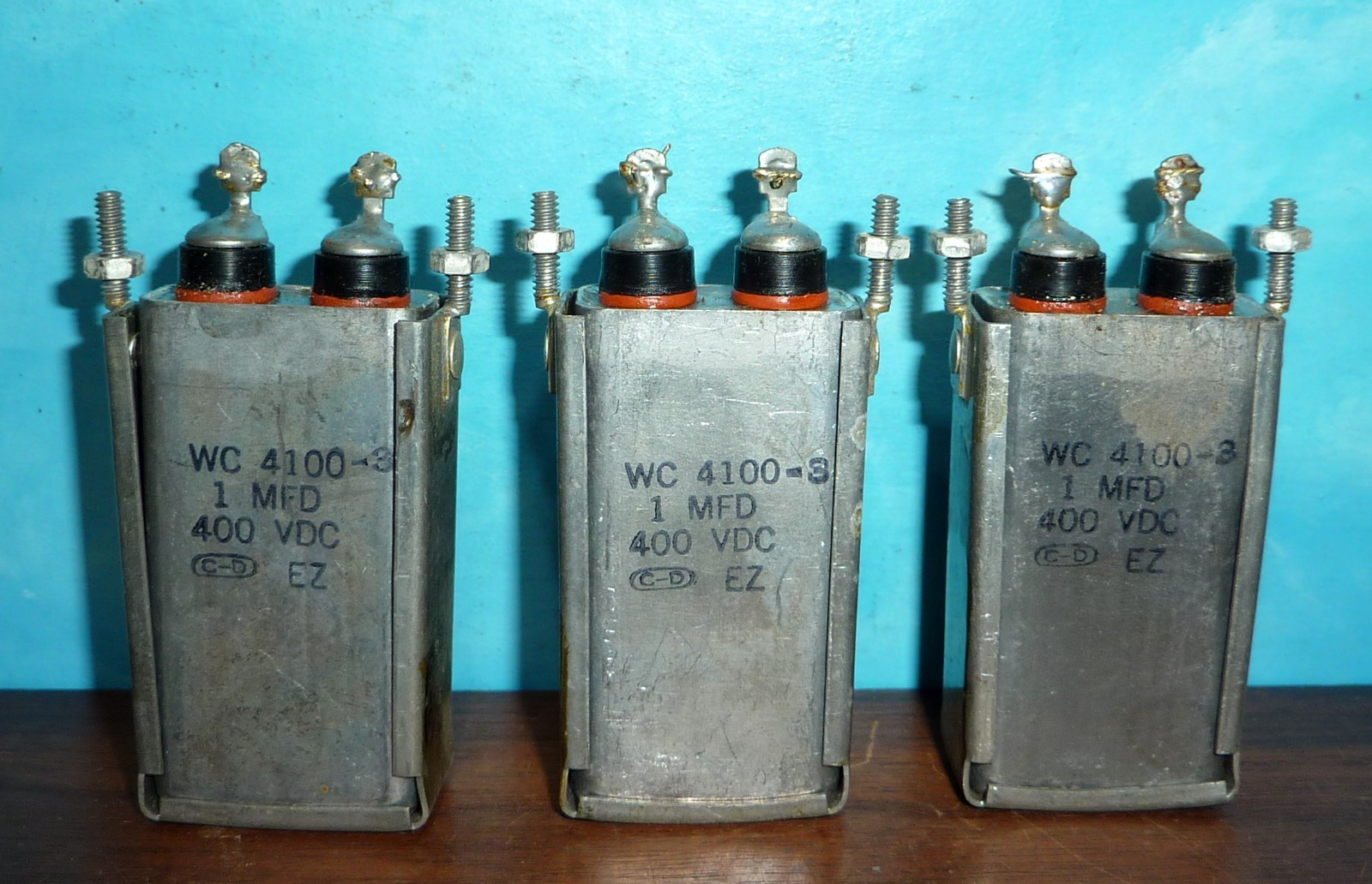 3 Cornell Dubilier Oil Capacitors 1.0uf @ 400VDC w/ Mounts