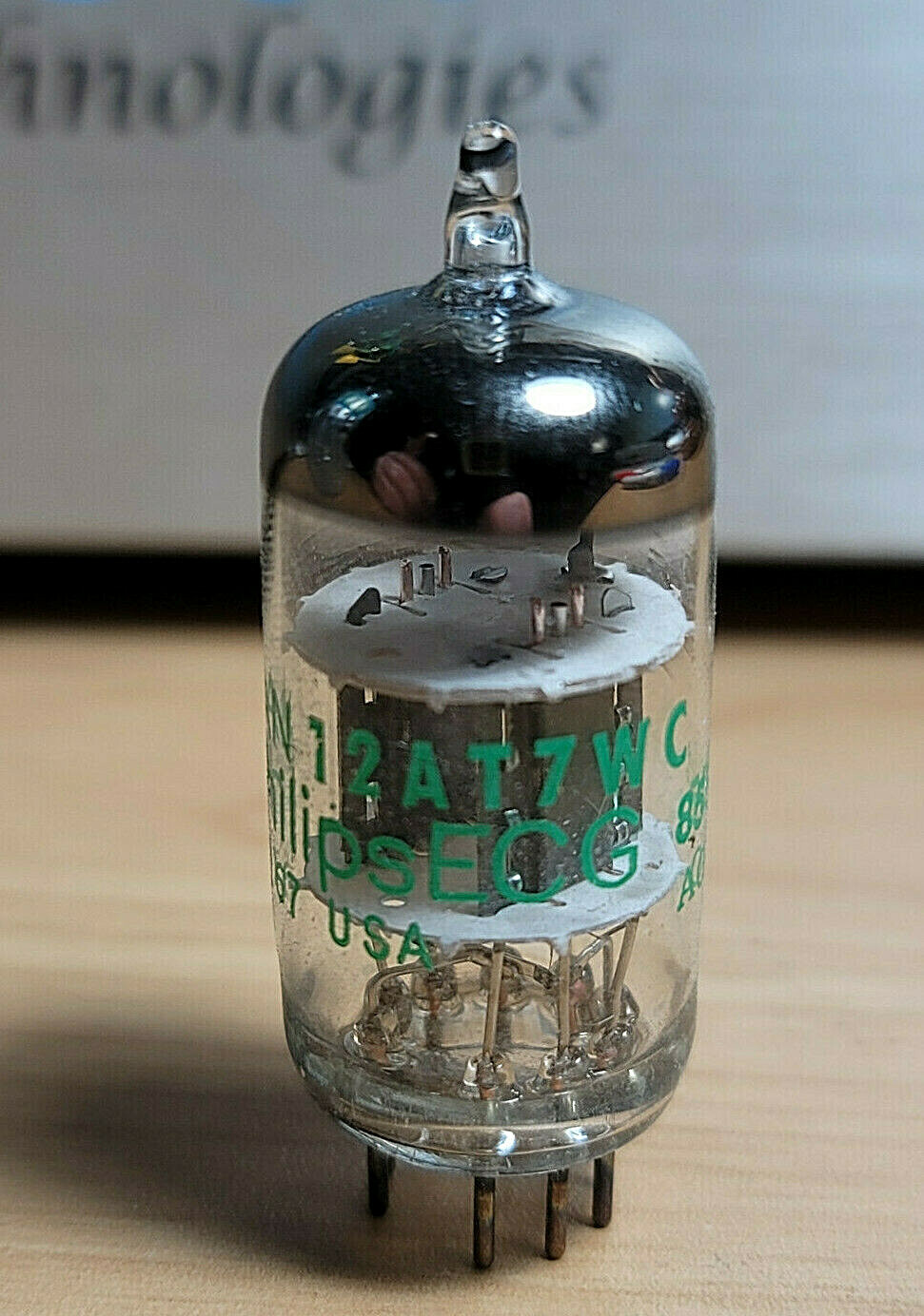 12AT7 WC PHILIPS JAN BLACK PLATE VINTAGE TUBE EXCELLENT * eTRACER*