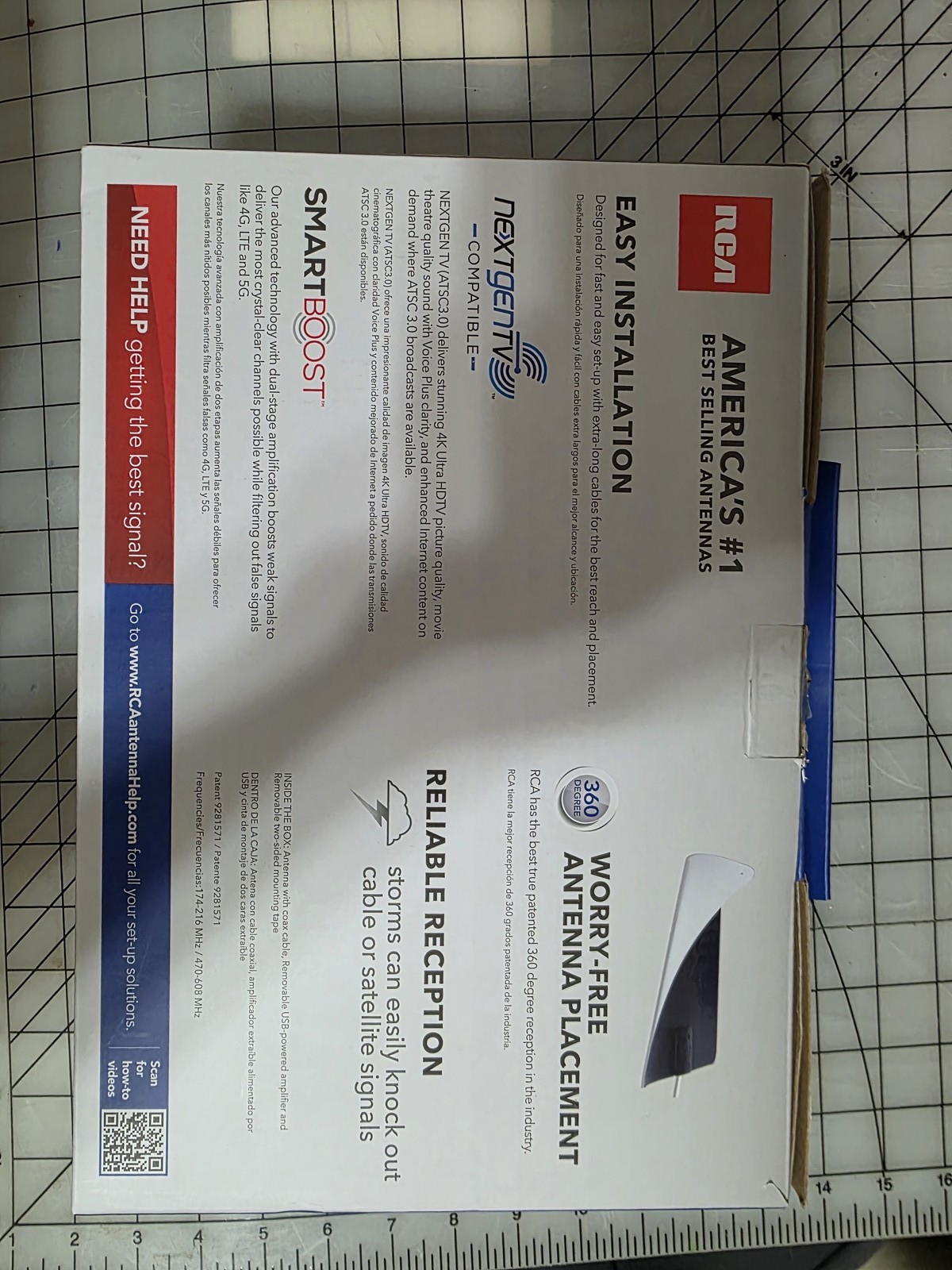 RCA Indoor Flat HDTV Antenna AZ34 UHF VHF 4K 8K Multi-Directional 35 Mile NEW