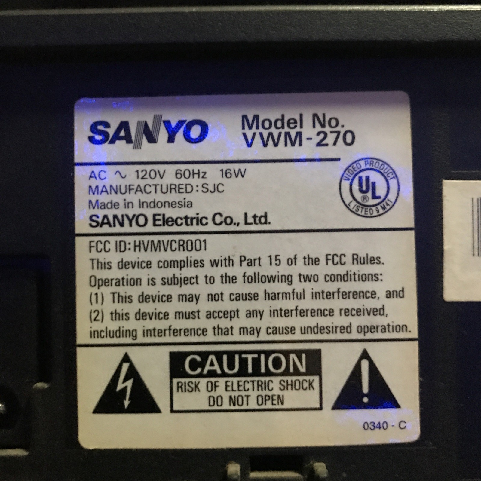Sanyo VWM-270 VCR VHS Player Recorder Auto Tracking Head Without Remote TESTED