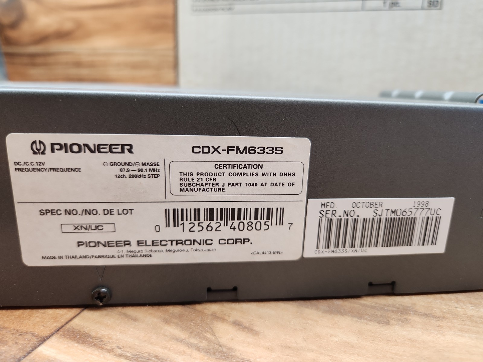 Pioneer CDX-FM633S Universal Multi-CD System 6- Disc Multi-Play/FM Modulator