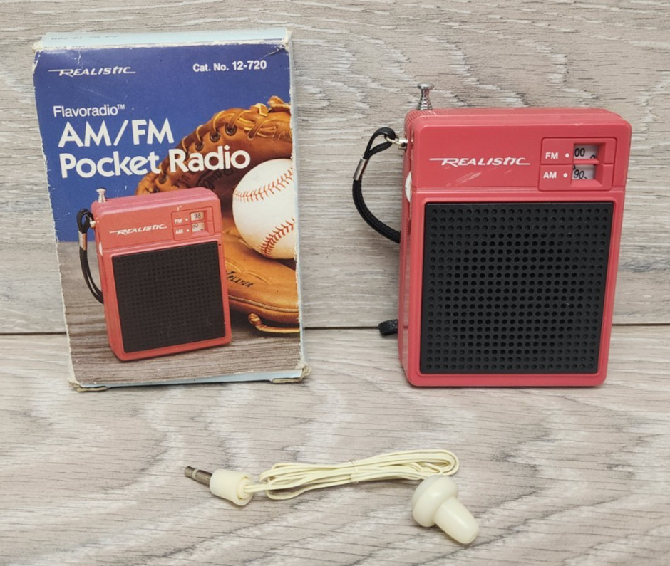 Vintage Realistic Flavoradio Red Handheld AM FM Radio 12-720 Tested Working