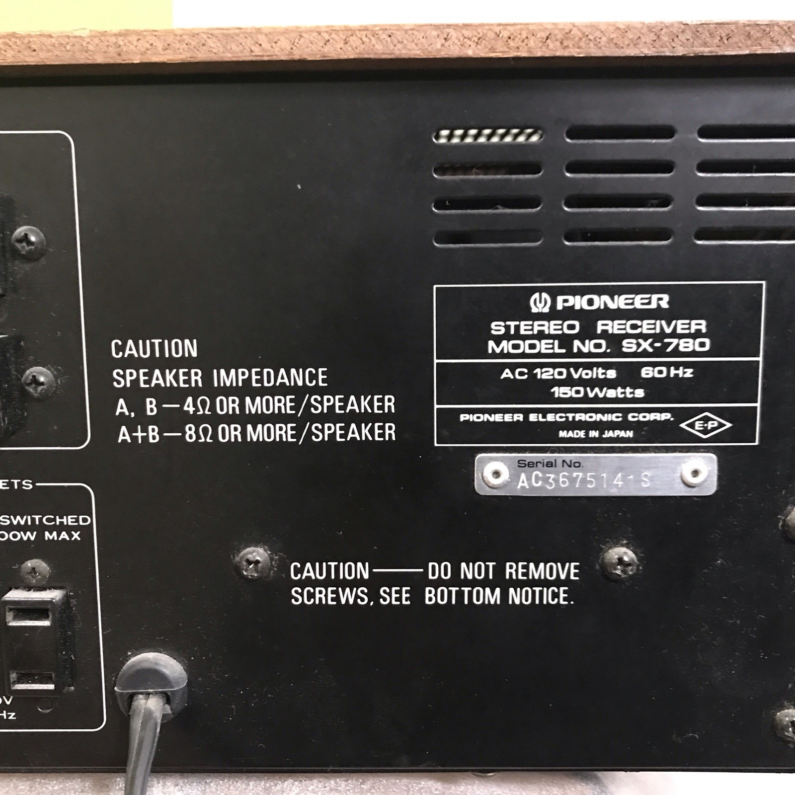 Vintage Pioneer SX-780 AM/FM Hi-Fi Stereo Receiver Vtg Turns On – See Photos