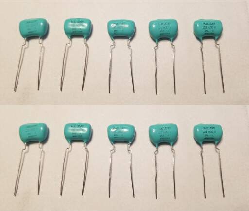 10-Pack Vintage Mallory EPM NOS Blue Drop Capacitor 0.05uf 600v Tube/Guitar Amp