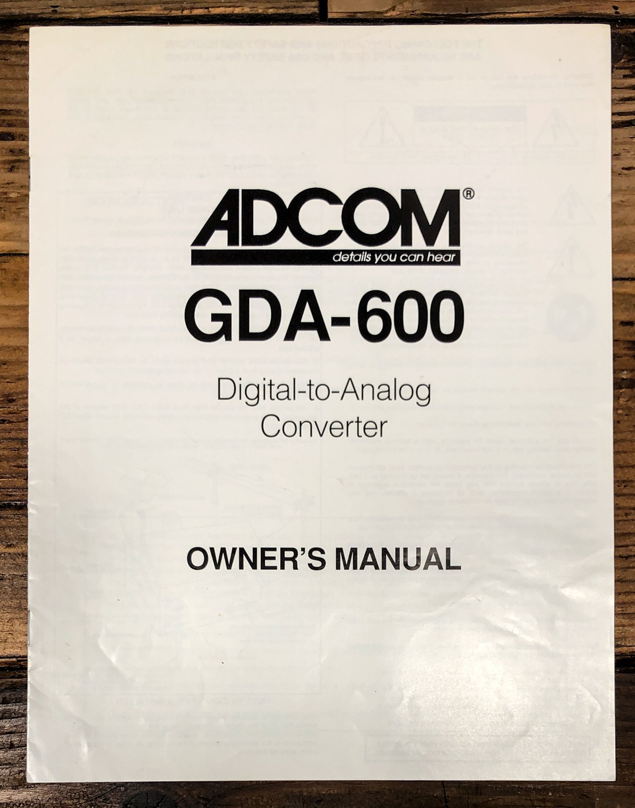 Adcom GDA-600 DAC Owners / User Manual *Original*