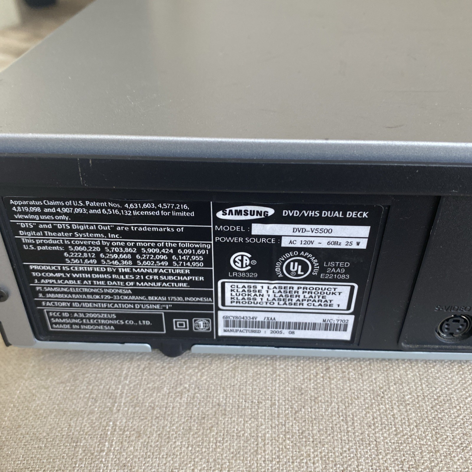 SAMSUNG DVD-V5500 4-Head VCR DVD Combo Player VCR Works **DVD NOT READING