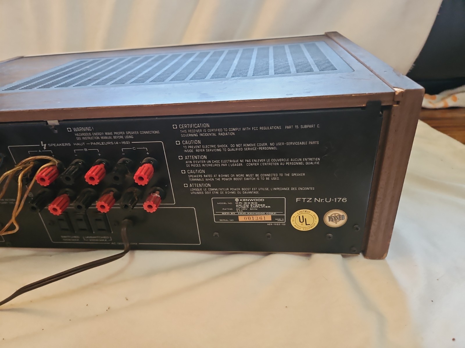 Kenwood KR-8050 High Speed Stereo Receiver (Untested)