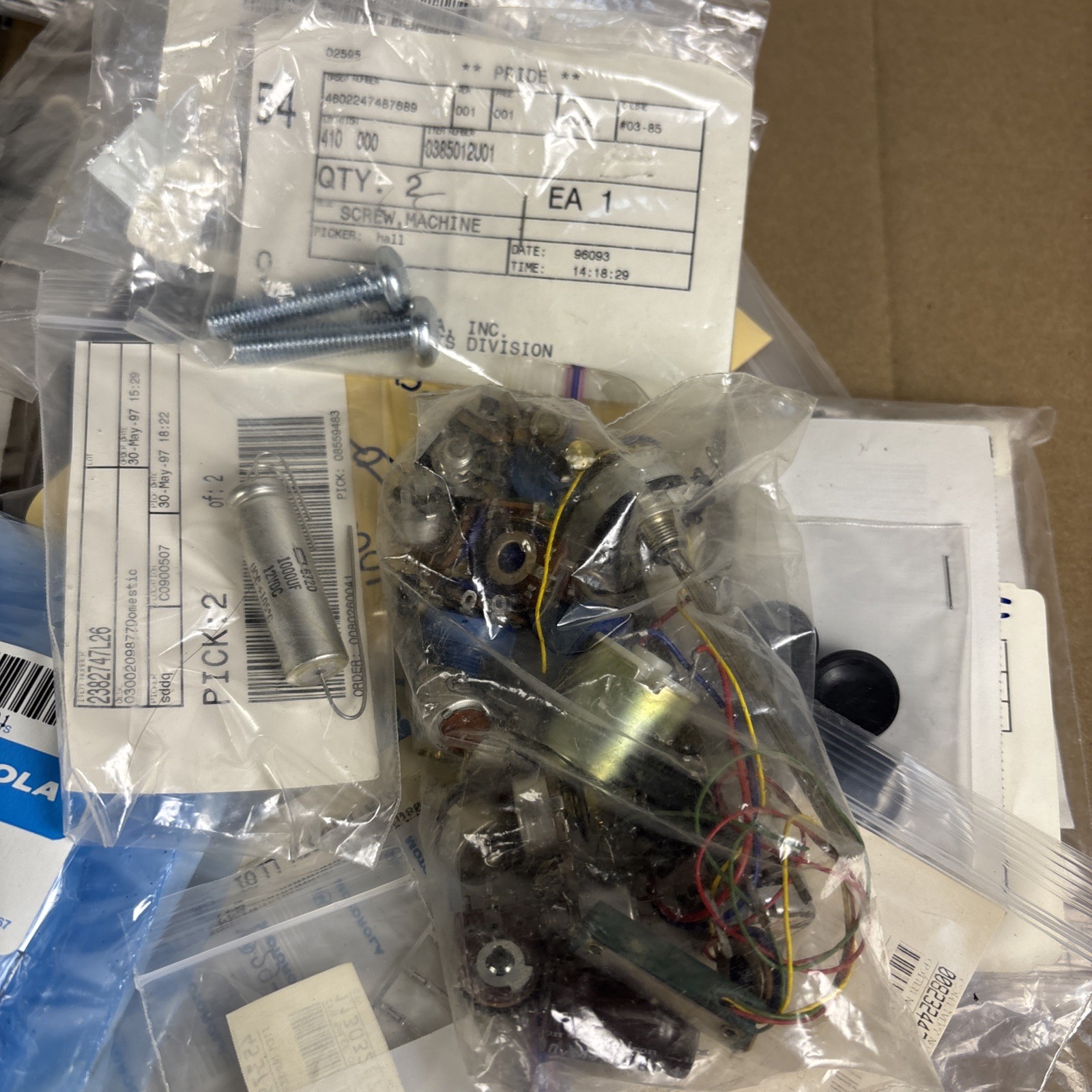 Large Lot of VTG Electronic Parts Meters, Pots, ICs, Transistors, Motorola