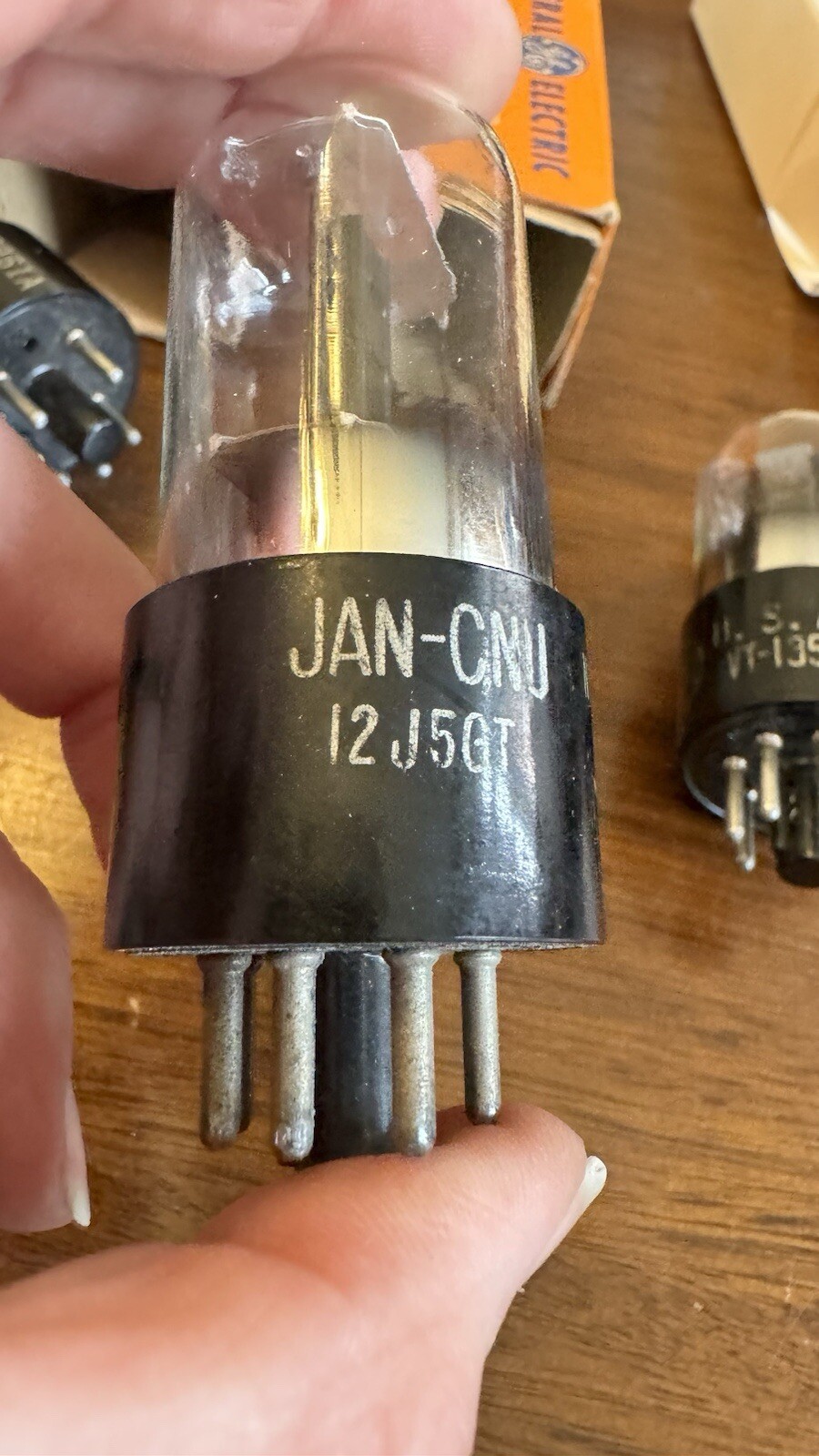 Match Pair NOS 12J5 GT VT-135 Audio Tubes Black Plates NU Label / Both RCA