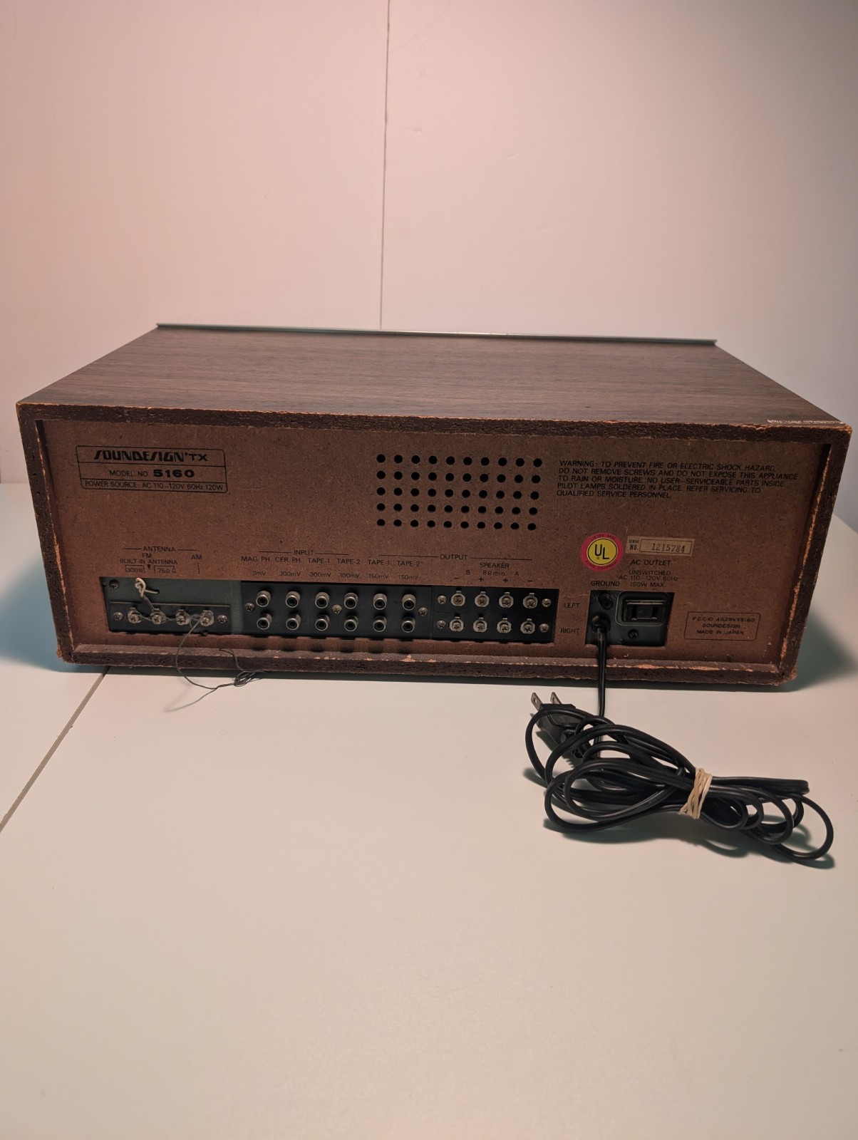Vintage Soundesign TX 5160 AM/FM Stereo Receiver Wooden Corded 120-W Compact