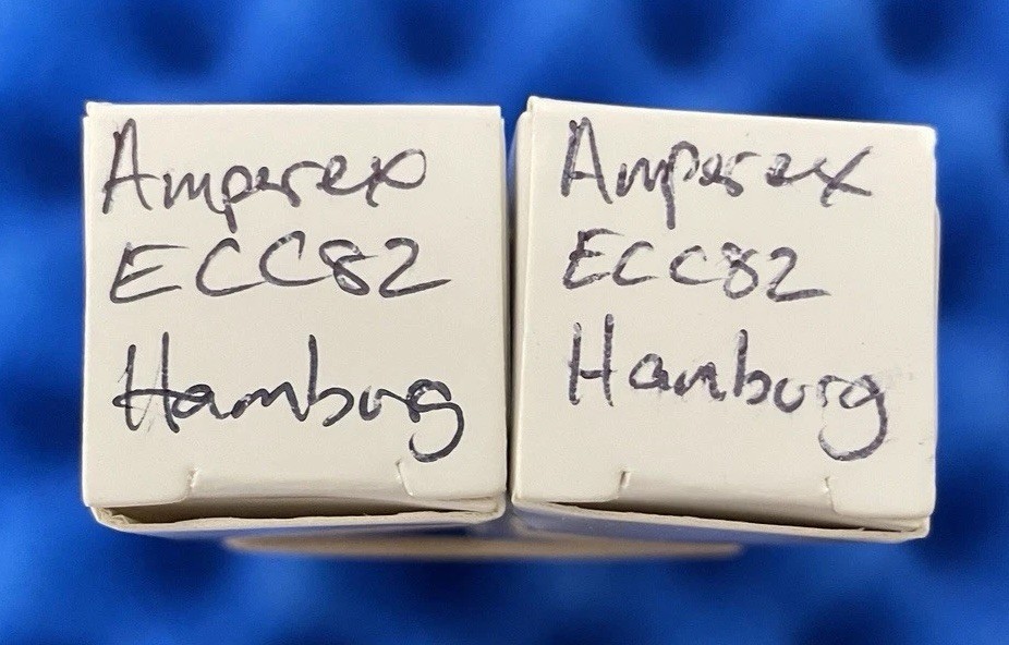 TWO Valvo ECC82 12AU7 Tubes / k62 / 45 deg. D Getter – 1956 /Amplitrex👍 Amperex