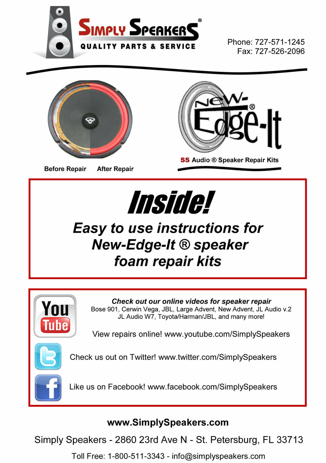 KEF Reference 104/2 Woofer Foam Surround Repair Kit Donut Dust Caps FSK-KEF104C