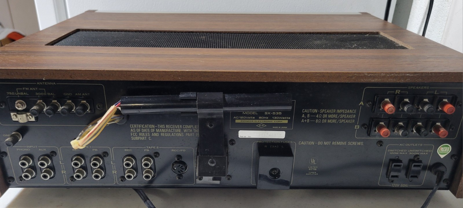 Vintage Pioneer SX-535 AM/FM Stereo Receiver; PARTS OR REPAIR “READ”