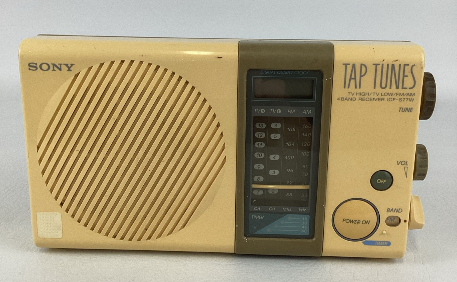 Sony Tap Tunes Vintage 4 Band Receiver Radio ICF-S77W AM FM 1986 80s Tested