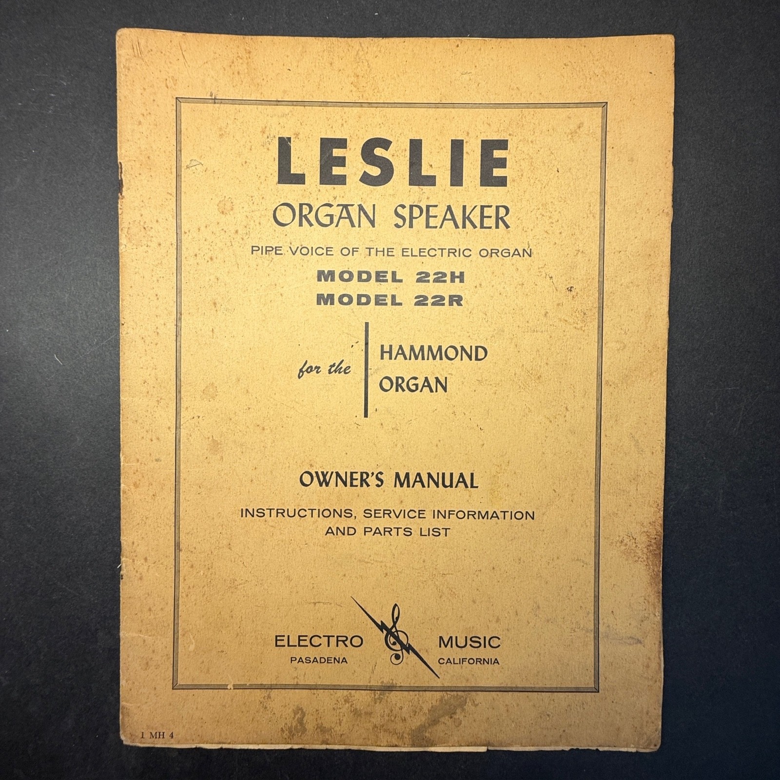 VINTAGE LESLIE MODEL 22H & 22R OWNER’S MANUAL