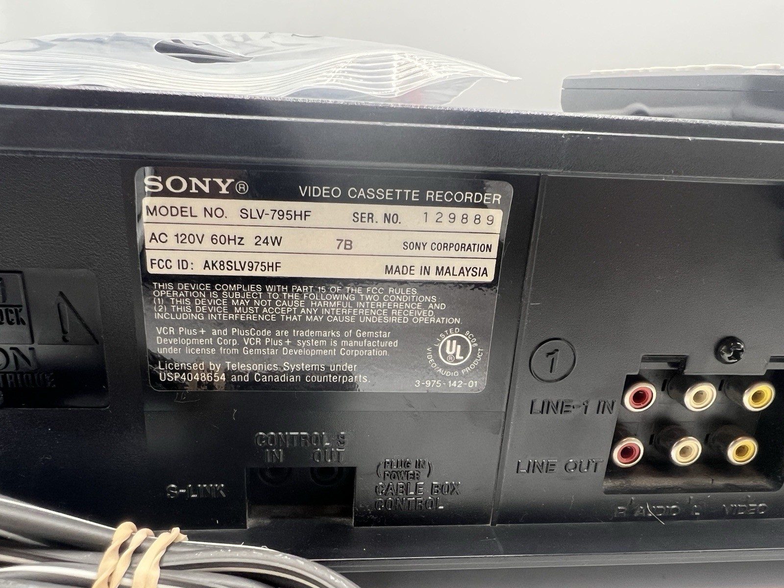 Sony SLV-795HF Hi-Fi Stereo VCR VHS Player With Universal Remote Cables TESTED