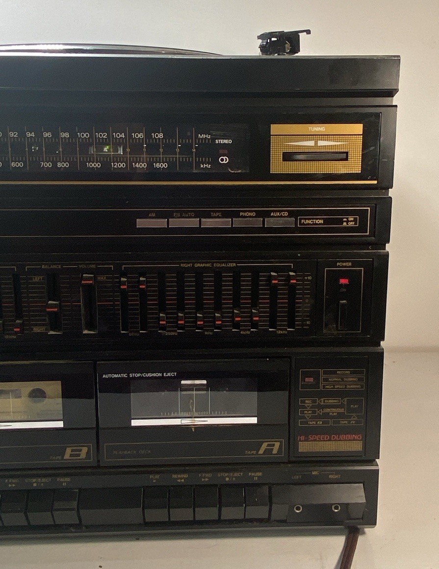 GE Compact Stereo System #11-1000 AM/FM Stereo 2 Cassette Phono Equalizer Read