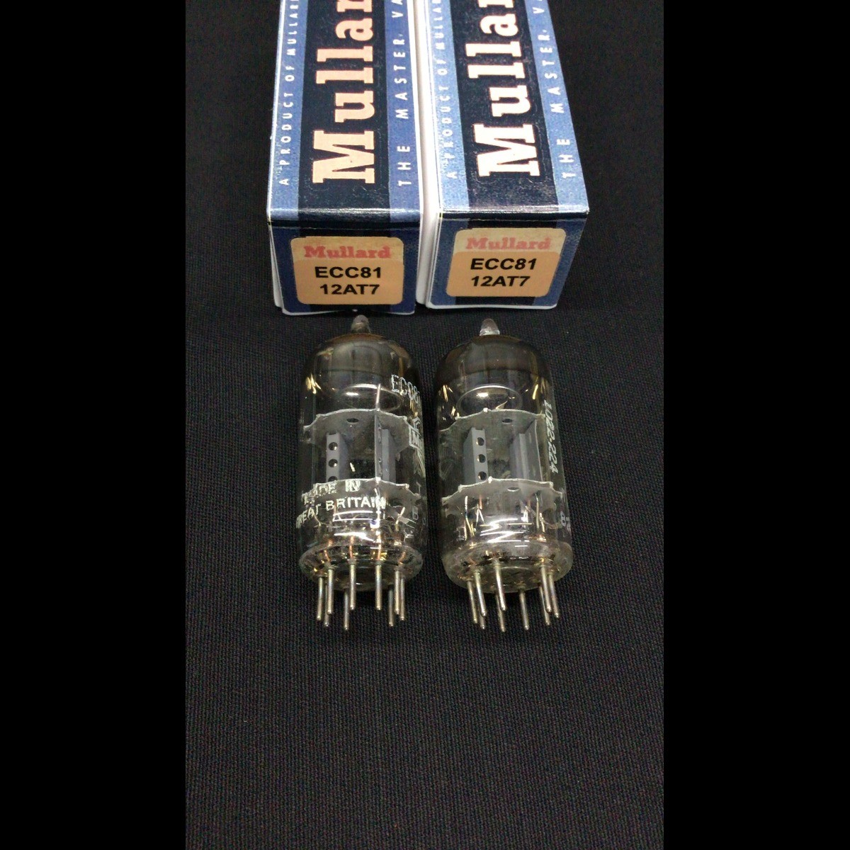 MATCHED PAIR MULLARD 12AT7 ECC81 Shield Logo GT Britain VACUUM TUBES 10.9883