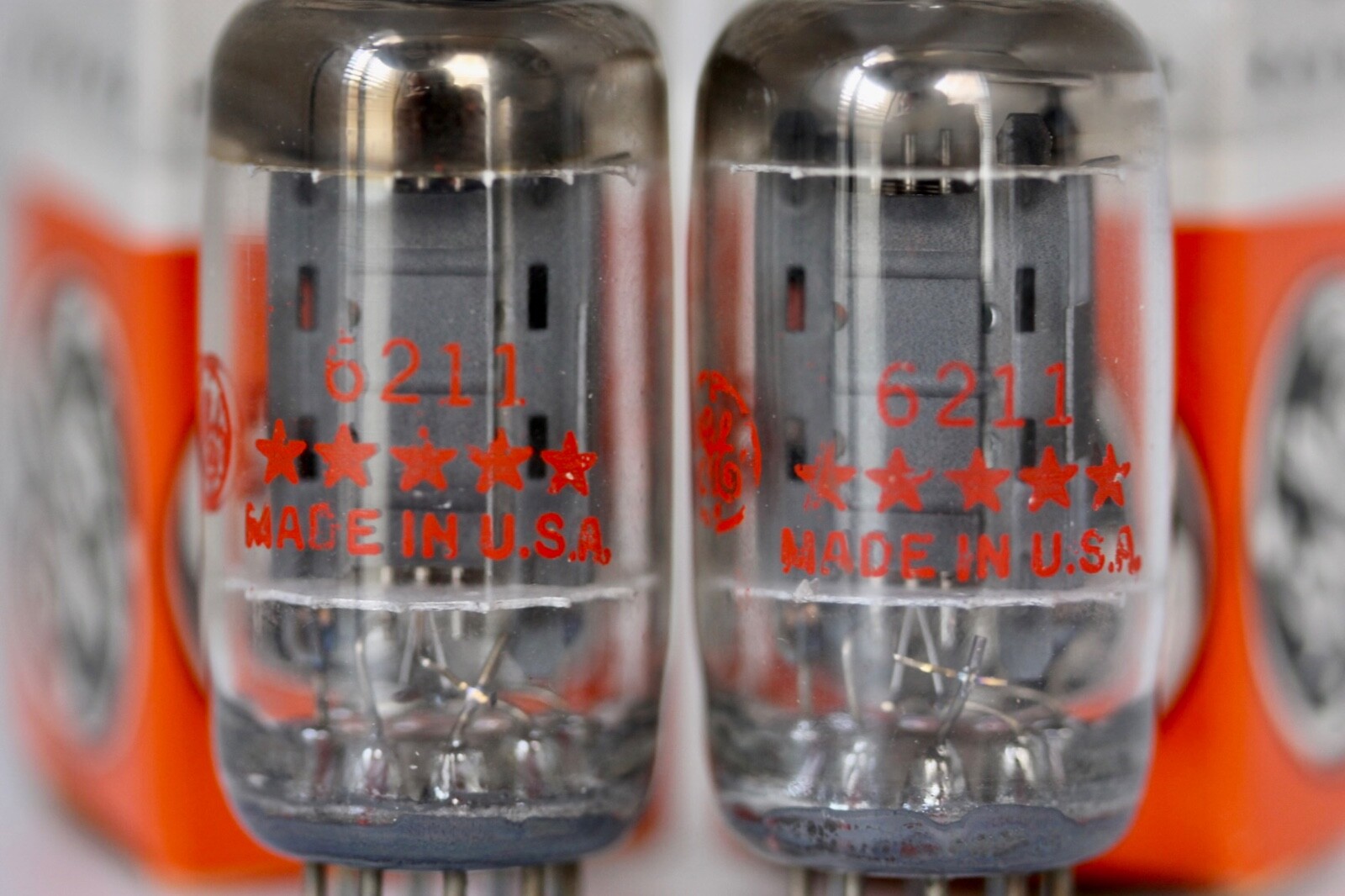 NOS GE 5-STAR ***** 6211 (Sub for ECC802S) MATCHED-PAIR D-GETTER TUBES 100% 1962