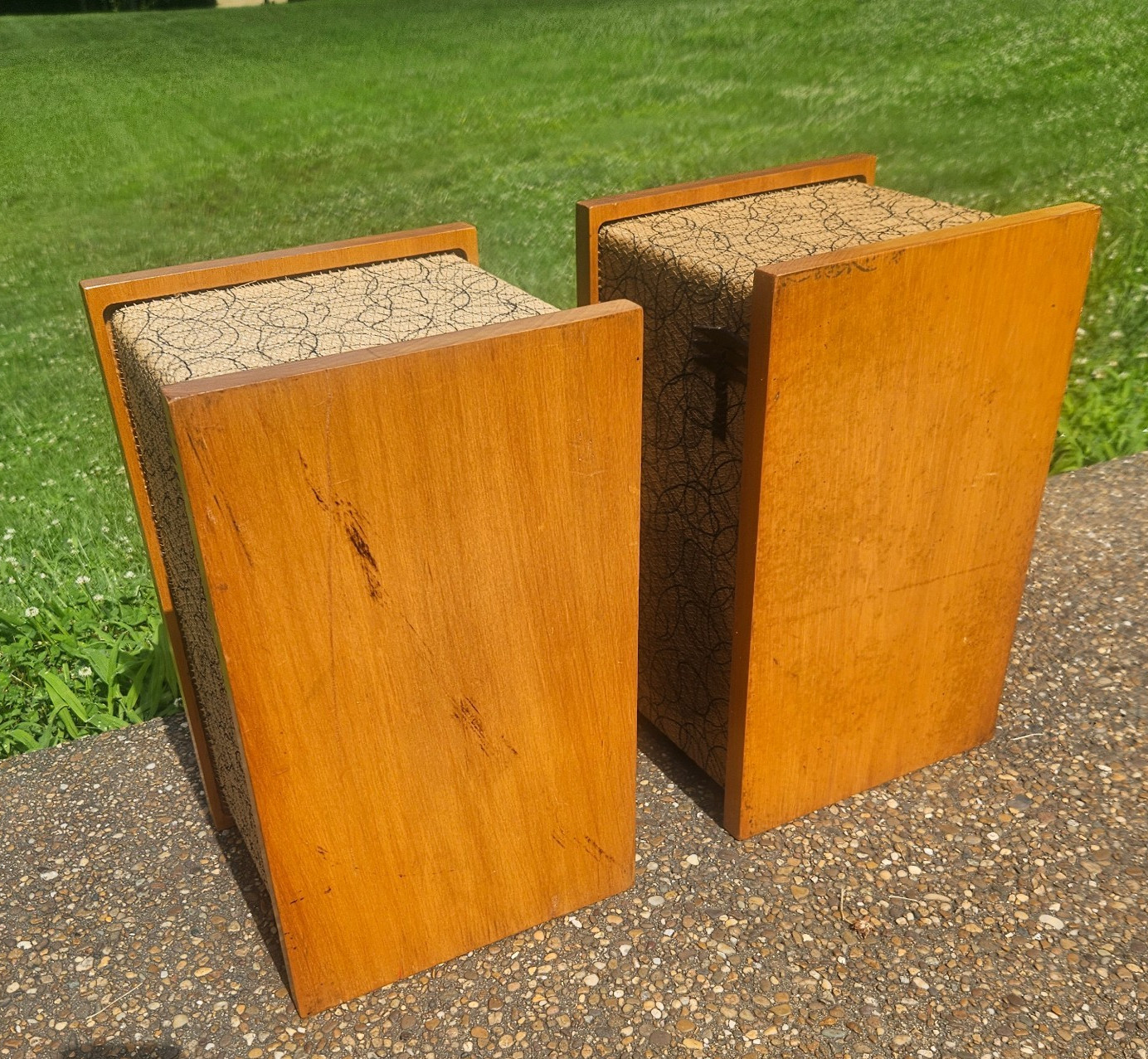 Vintage Mid Century Lang BL-10 The Minstrel Speakers Pair Patented Untested MCM
