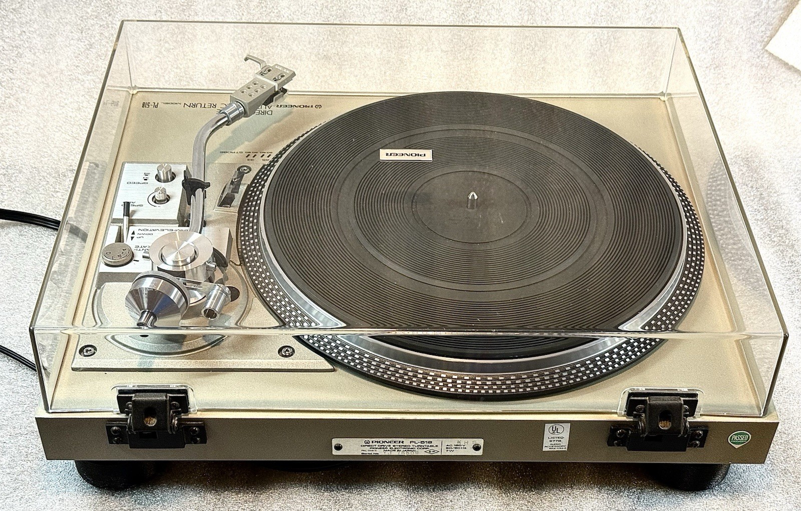 Vintage Pioneer PL-518 Direct Drive Turntable Near Mint Original Box and Packing