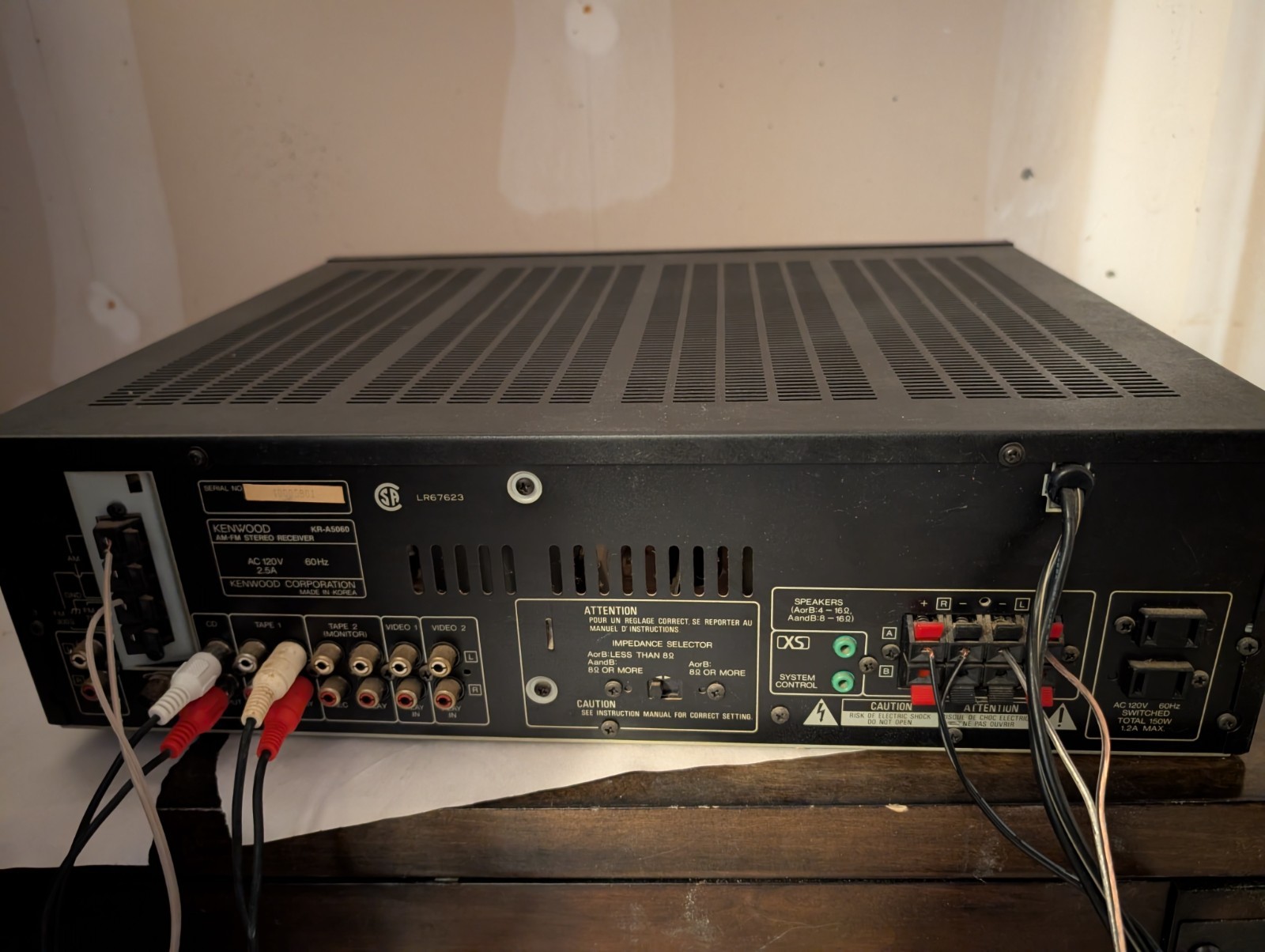 Kenwood KR-A5060 100watt Duel Channel AM/FM Stereo Receiver | Missing 1 Leg