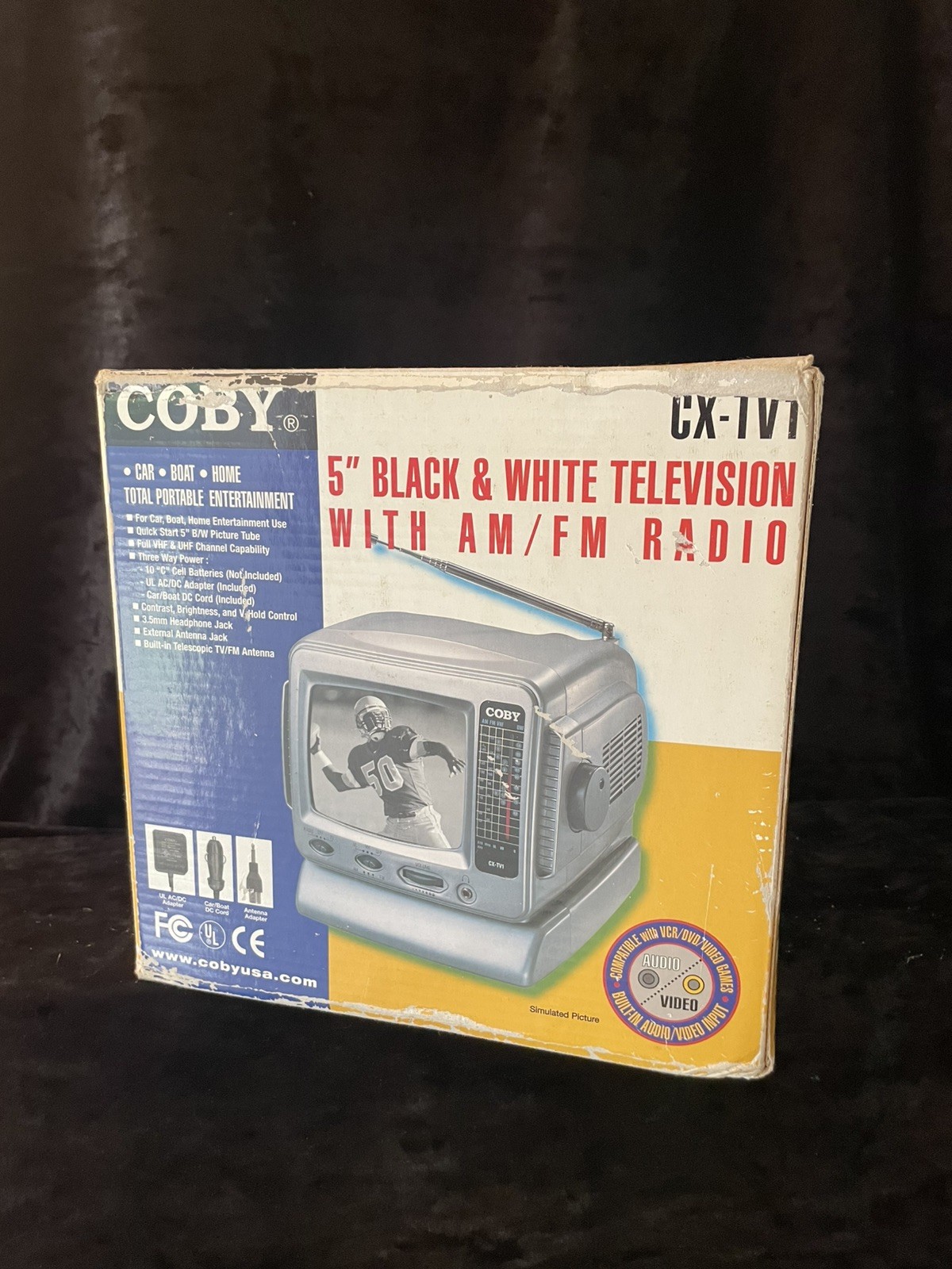 New Coby CX-TV1 5” Portable B&W CRT TV AM FM Radio