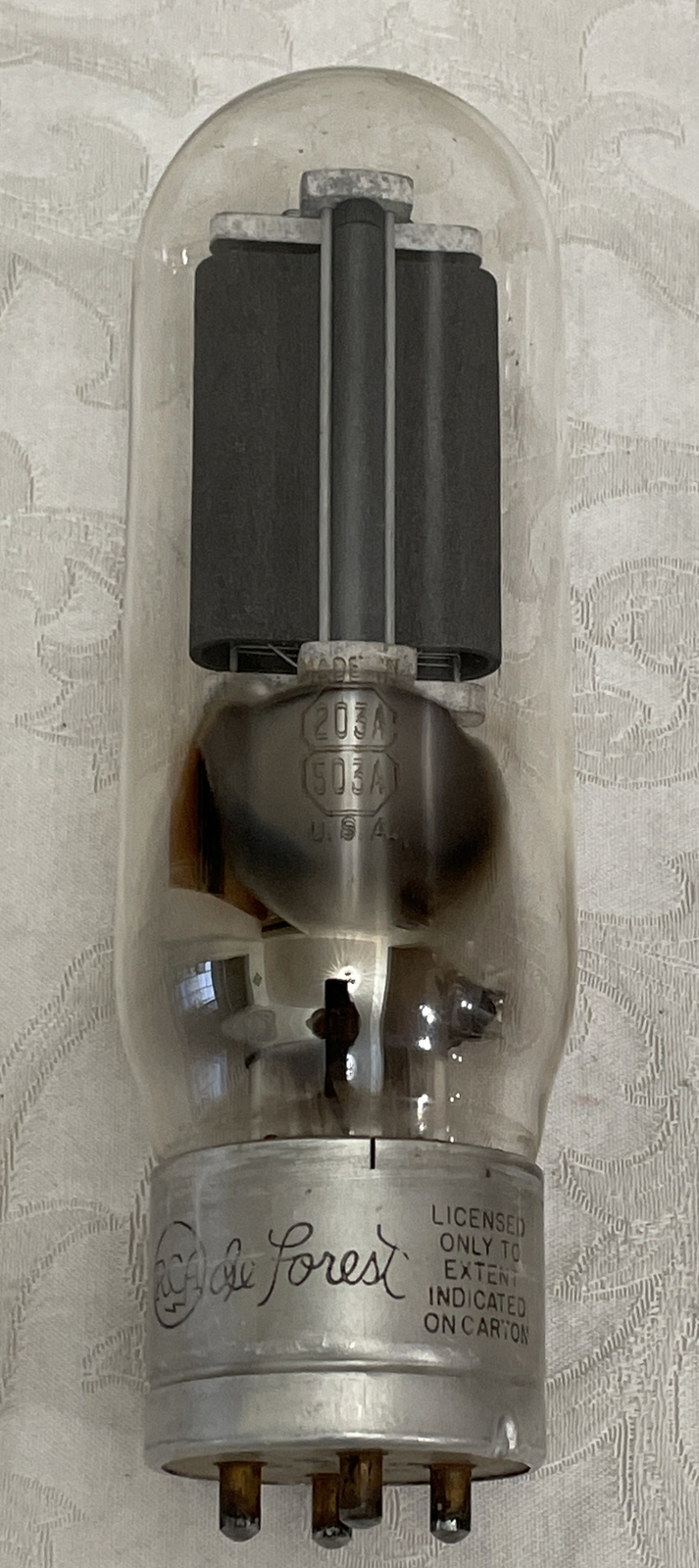 RARE! VTG. ANTIQUE RCA DEFOREST 203A 503A RADIO TUBE TRANSMITTING RF AMPLIFIER